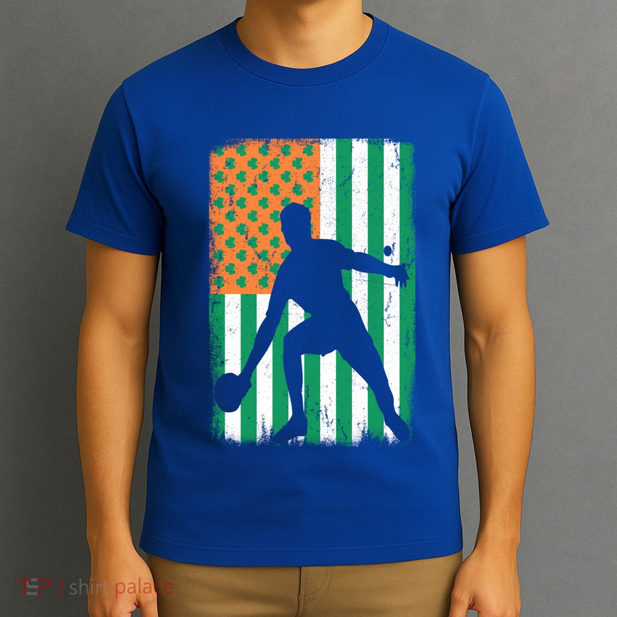 Ping Pong Irish American Flag St Patrick's Day Table Tennis Funny Gift T-Shirt