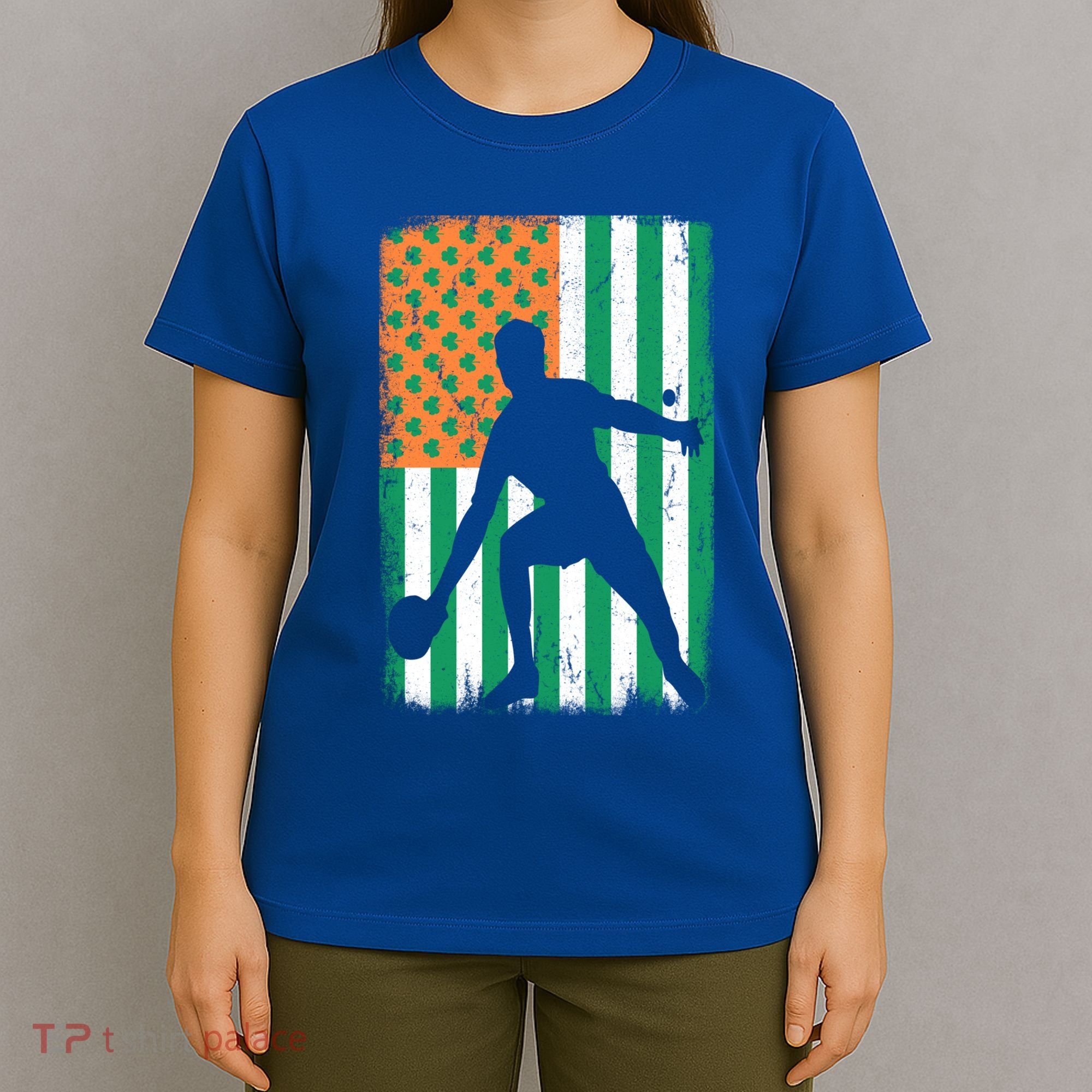 Ping Pong Irish American Flag St Patrick's Day Table Tennis Funny Gift T-Shirt