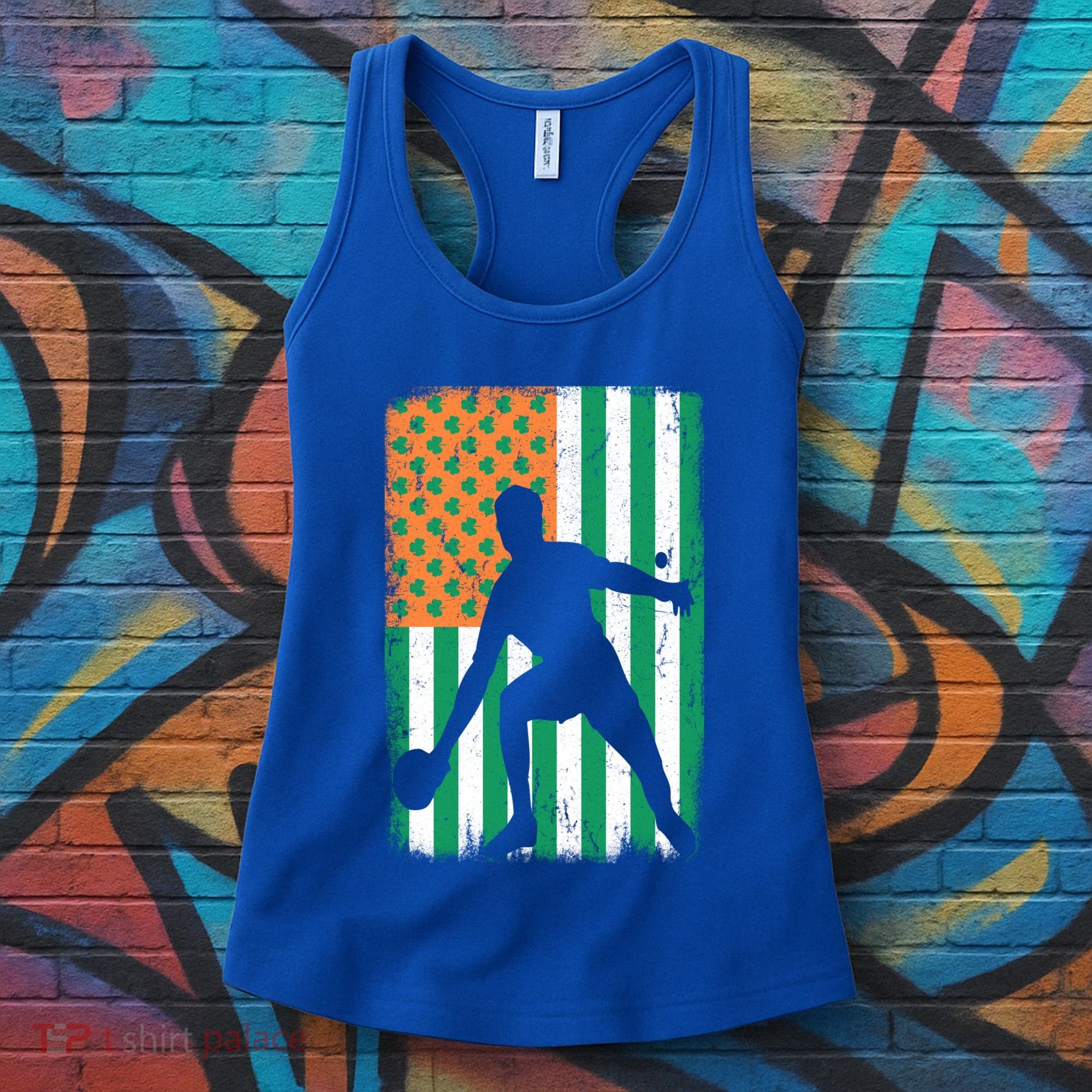 Ping Pong Irish American Flag St Patrick's Day Table Tennis Funny Gift Women's Tank Top