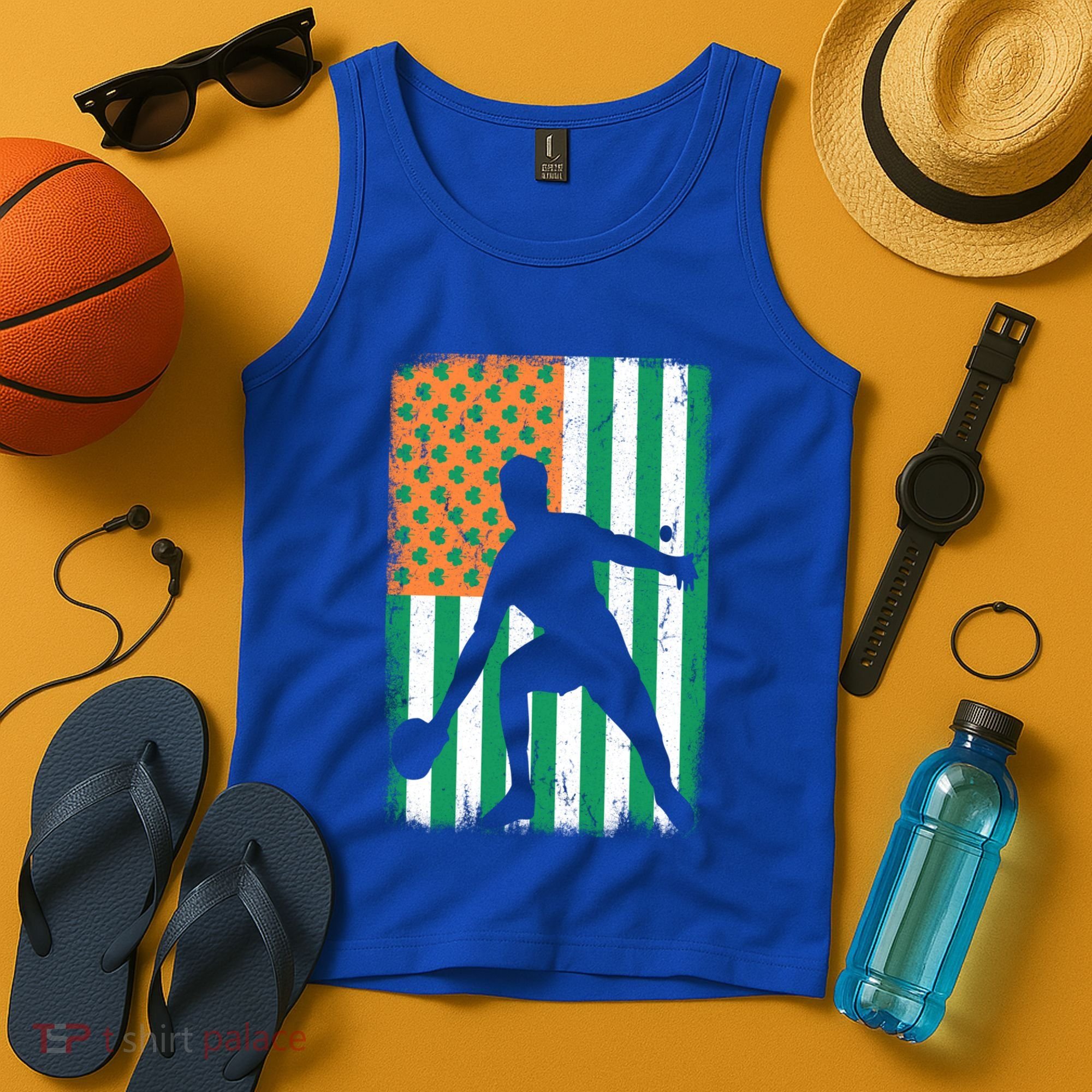 Ping Pong Irish American Flag St Patrick's Day Table Tennis Funny Gift Tank Top