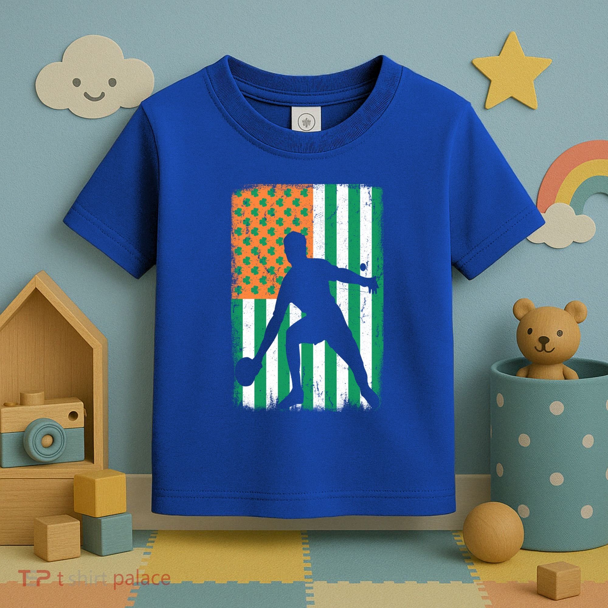 Ping Pong Irish American Flag St Patrick's Day Table Tennis Funny Gift Toddler T-Shirt
