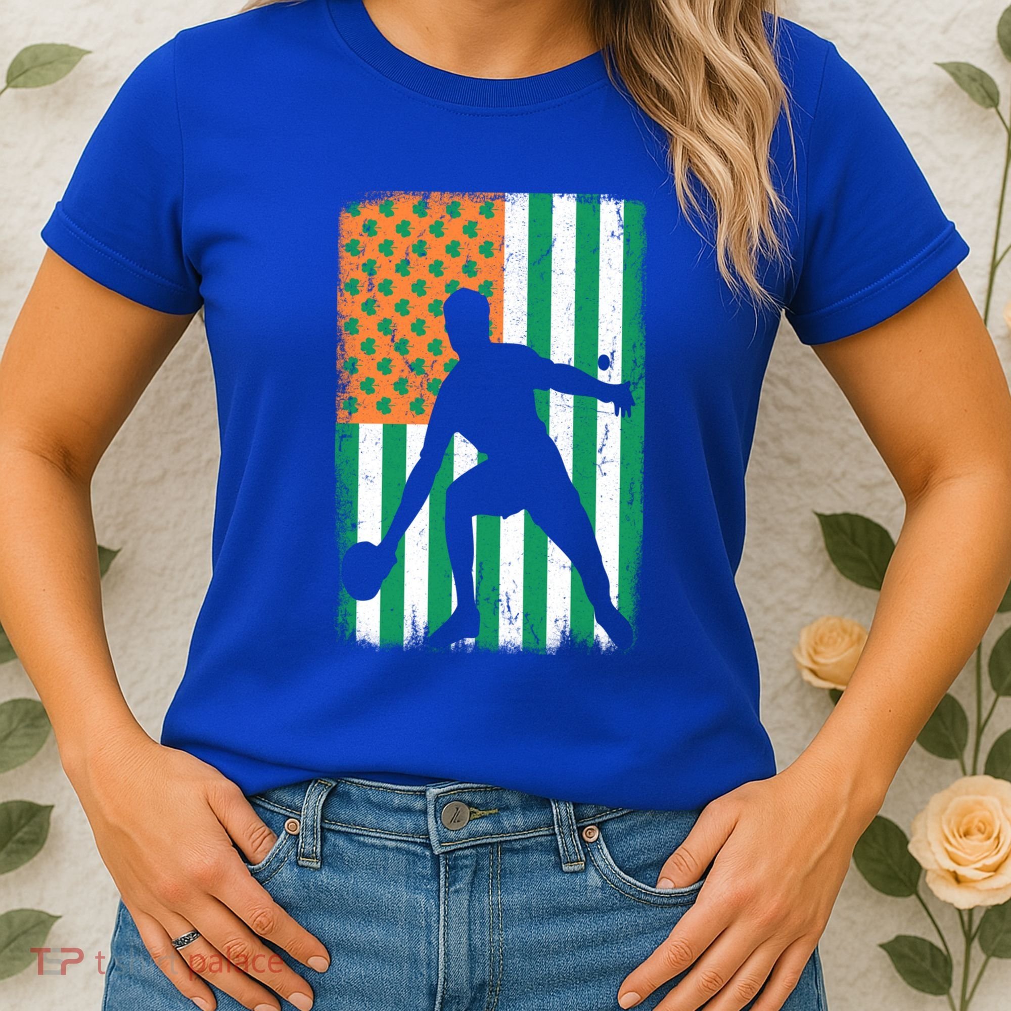 Ping Pong Irish American Flag St Patrick's Day Table Tennis Funny Gift Women's T-Shirt