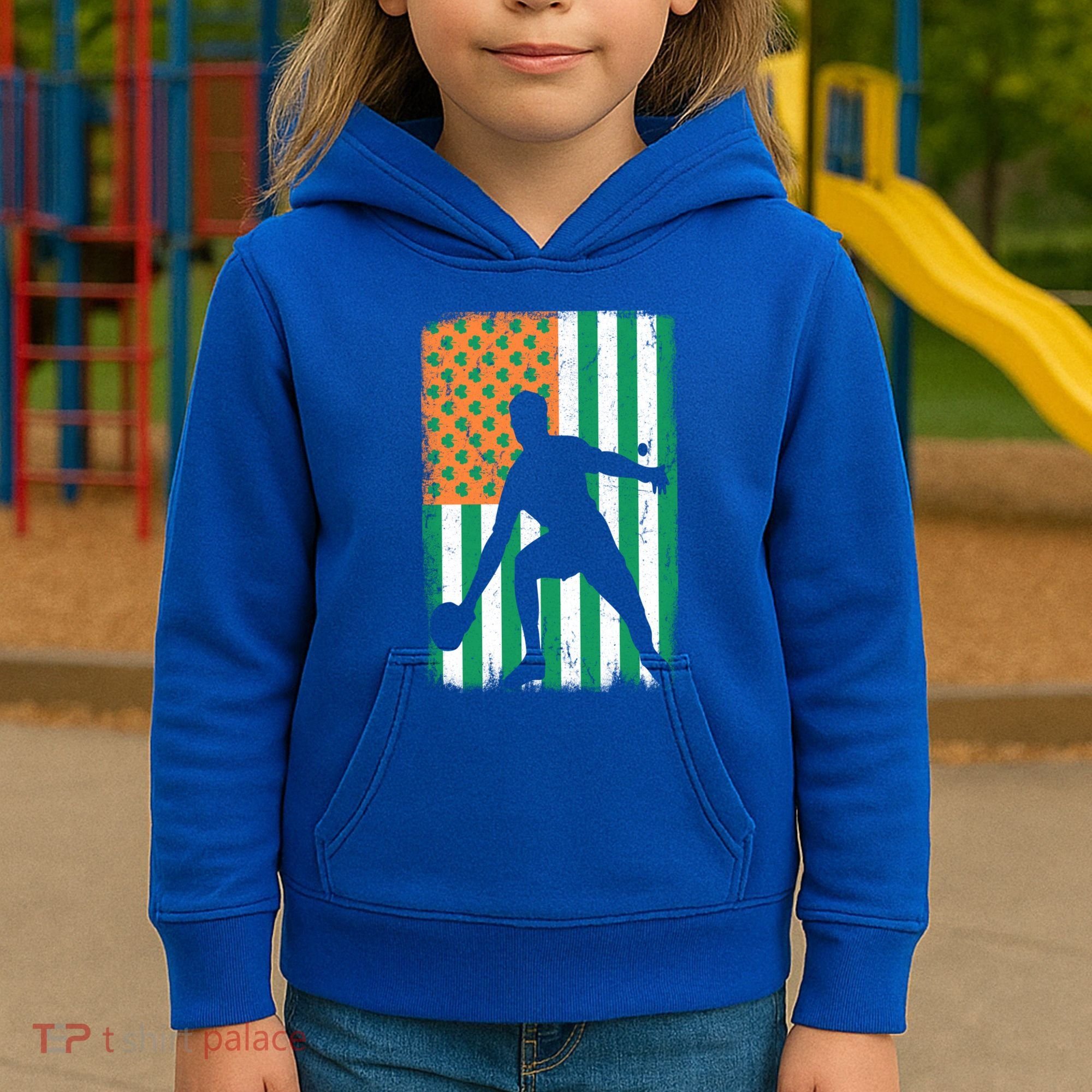 Ping Pong Irish American Flag St Patrick's Day Table Tennis Funny Gift Kids Hoodie