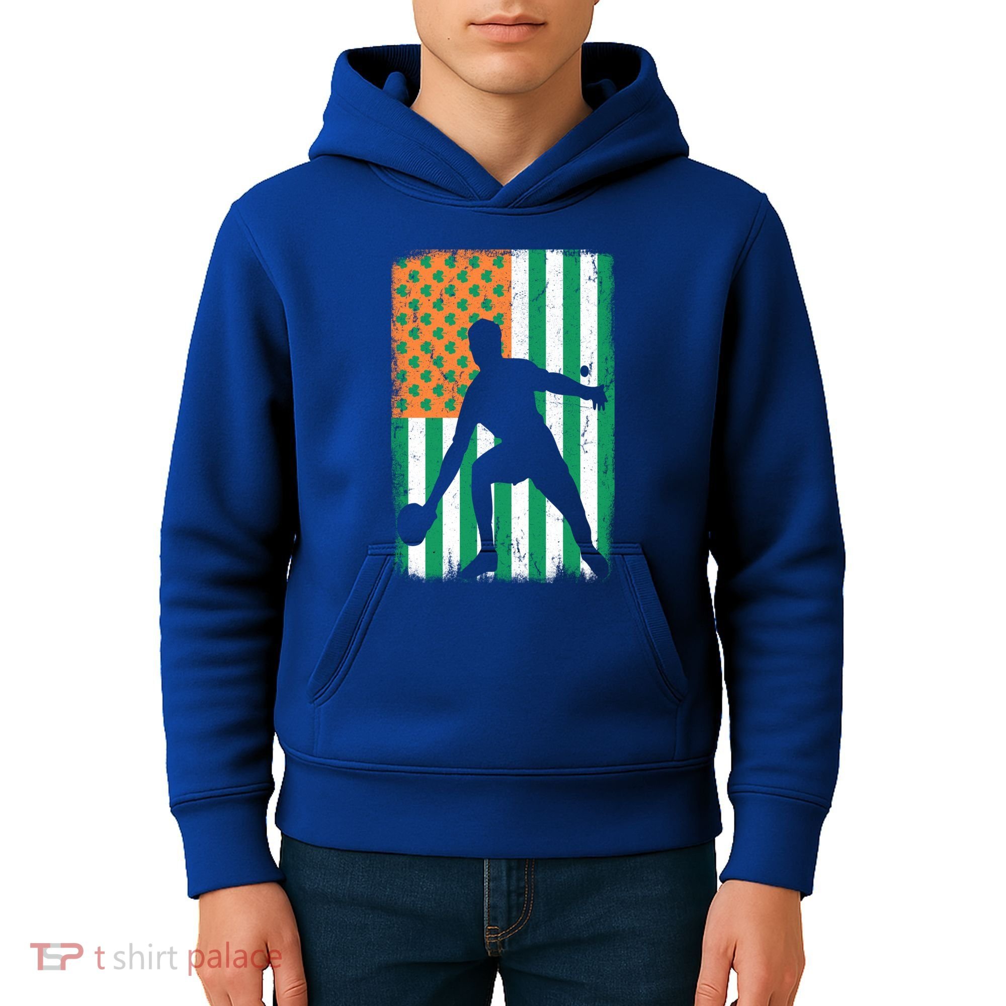 Ping Pong Irish American Flag St Patrick's Day Table Tennis Funny Gift Kids Hoodie