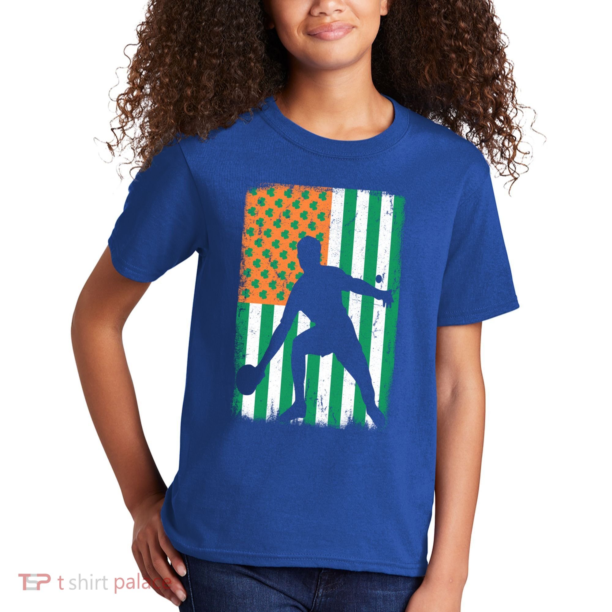 Ping Pong Irish American Flag St Patrick's Day Table Tennis Funny Gift Kids T-Shirt