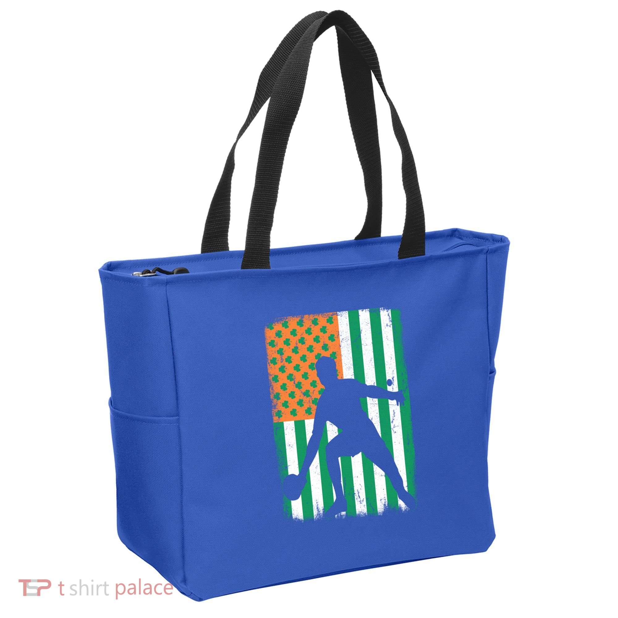 Ping Pong Irish American Flag St Patrick's Day Table Tennis Funny Gift Tote Bag