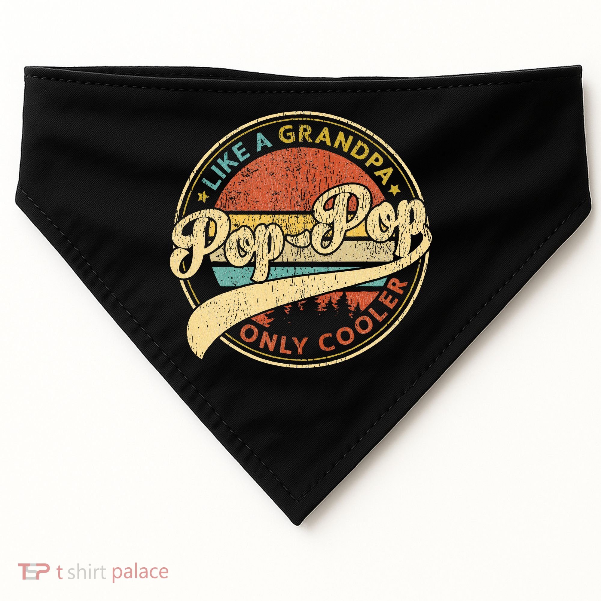 Pop Pop Like A Grandpa Only Cooler Retro Pop Pop Fathers Day USA-Made Doggie Bandana