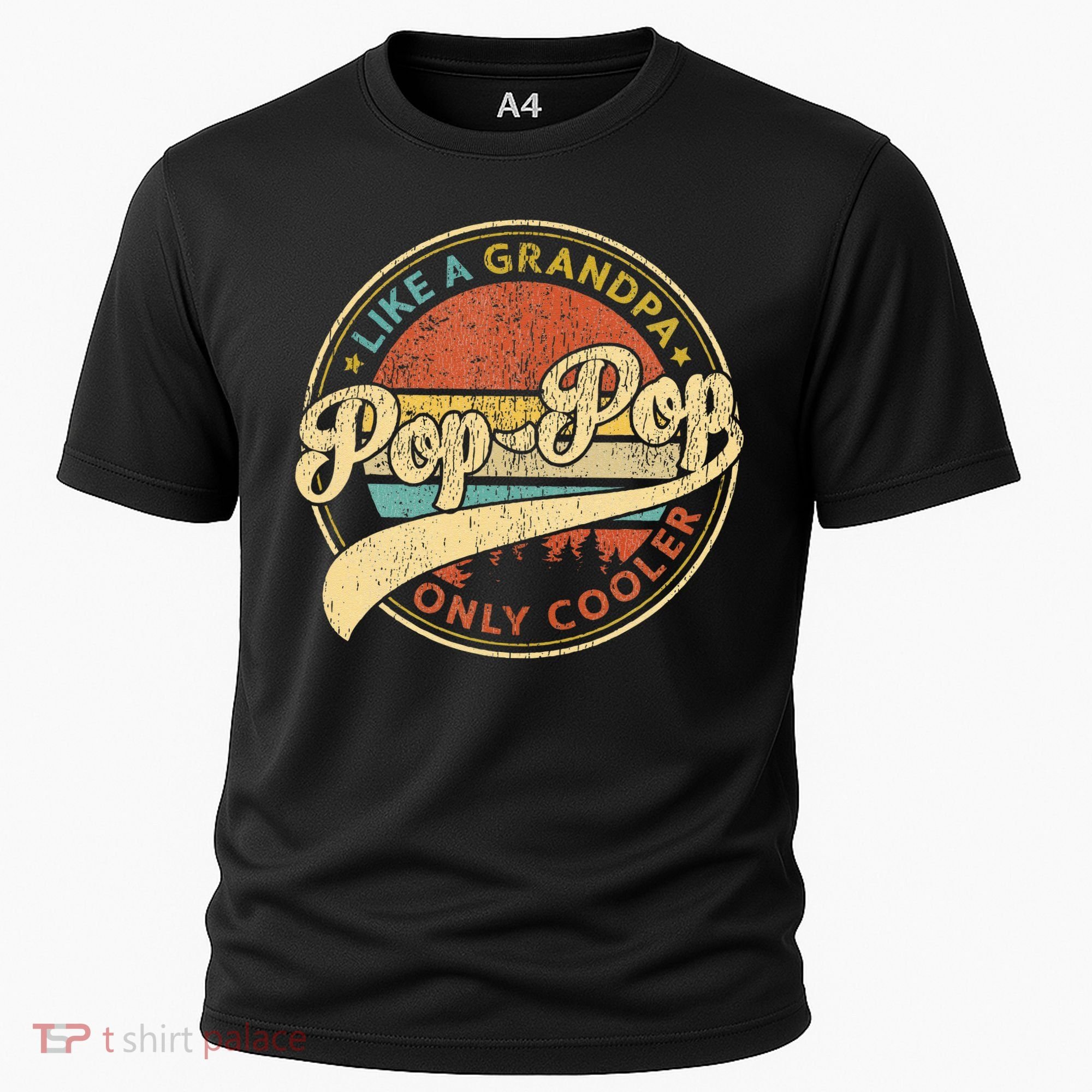 Pop Pop Like A Grandpa Only Cooler Retro Pop Pop Fathers Day Cooling Performance Crew T-Shirt