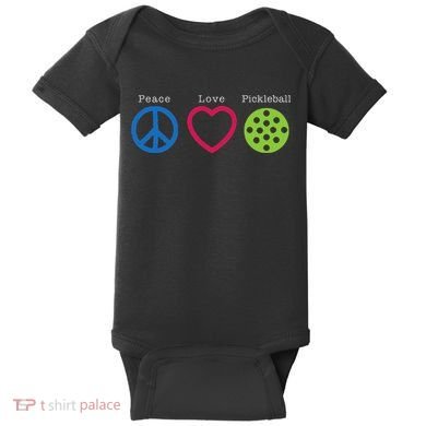 Pickleball Peace Love Baby Bodysuit