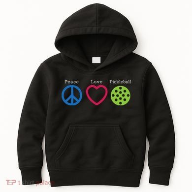Pickleball Peace Love Kids Hoodie