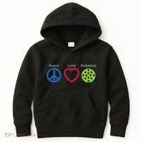 Pickleball Peace Love Kids Hoodie thumb 0