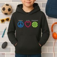 Pickleball Peace Love Kids Hoodie thumb 2