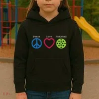 Pickleball Peace Love Kids Hoodie thumb 3