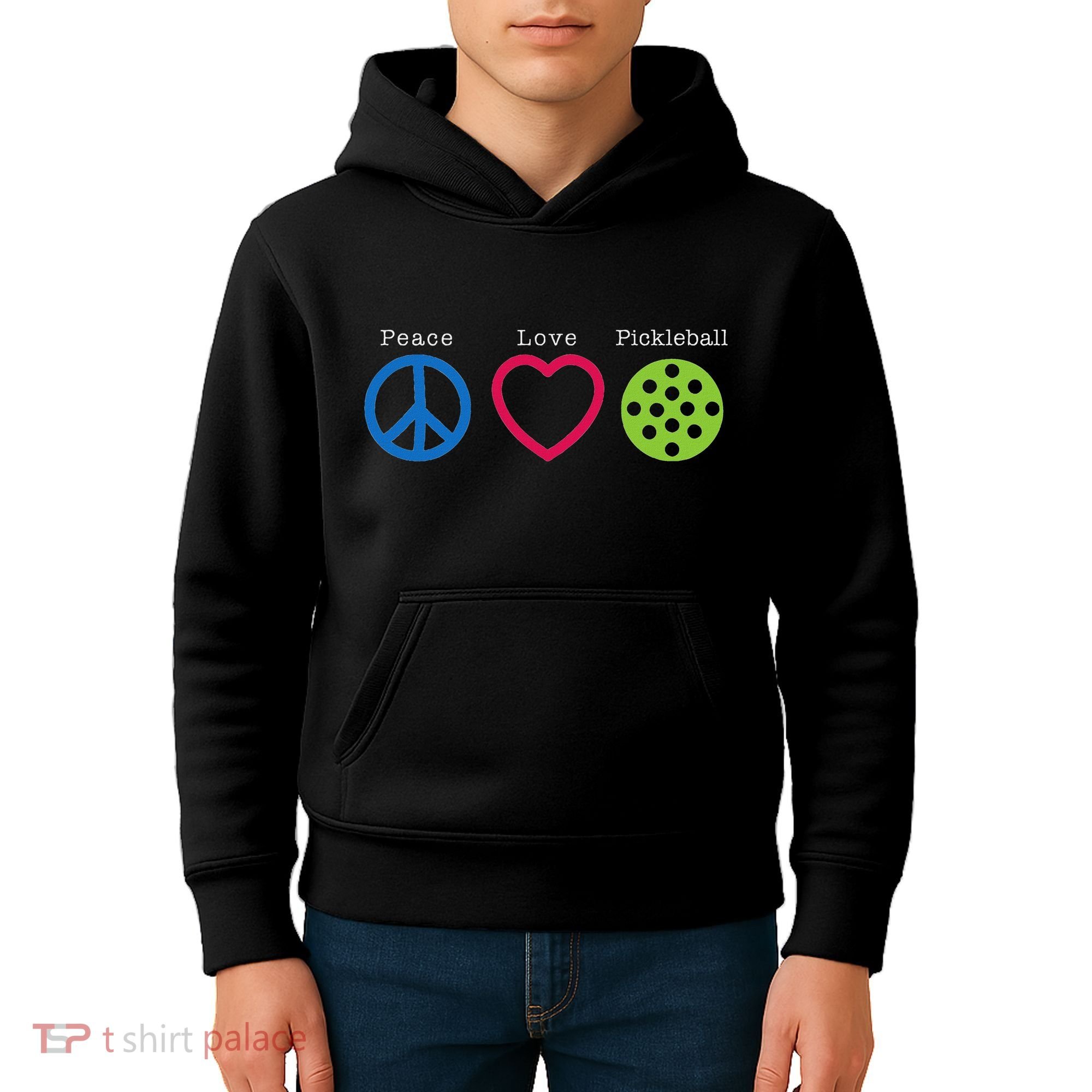 Pickleball Peace Love Kids Hoodie