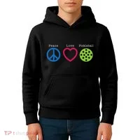 Pickleball Peace Love Kids Hoodie thumb 4