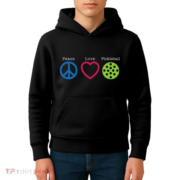 Pickleball Peace Love Kids Hoodie