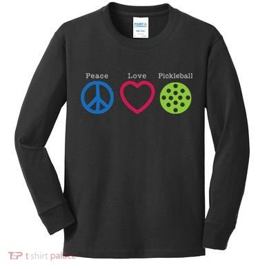 Pickleball Peace Love Kids Long Sleeve Shirt
