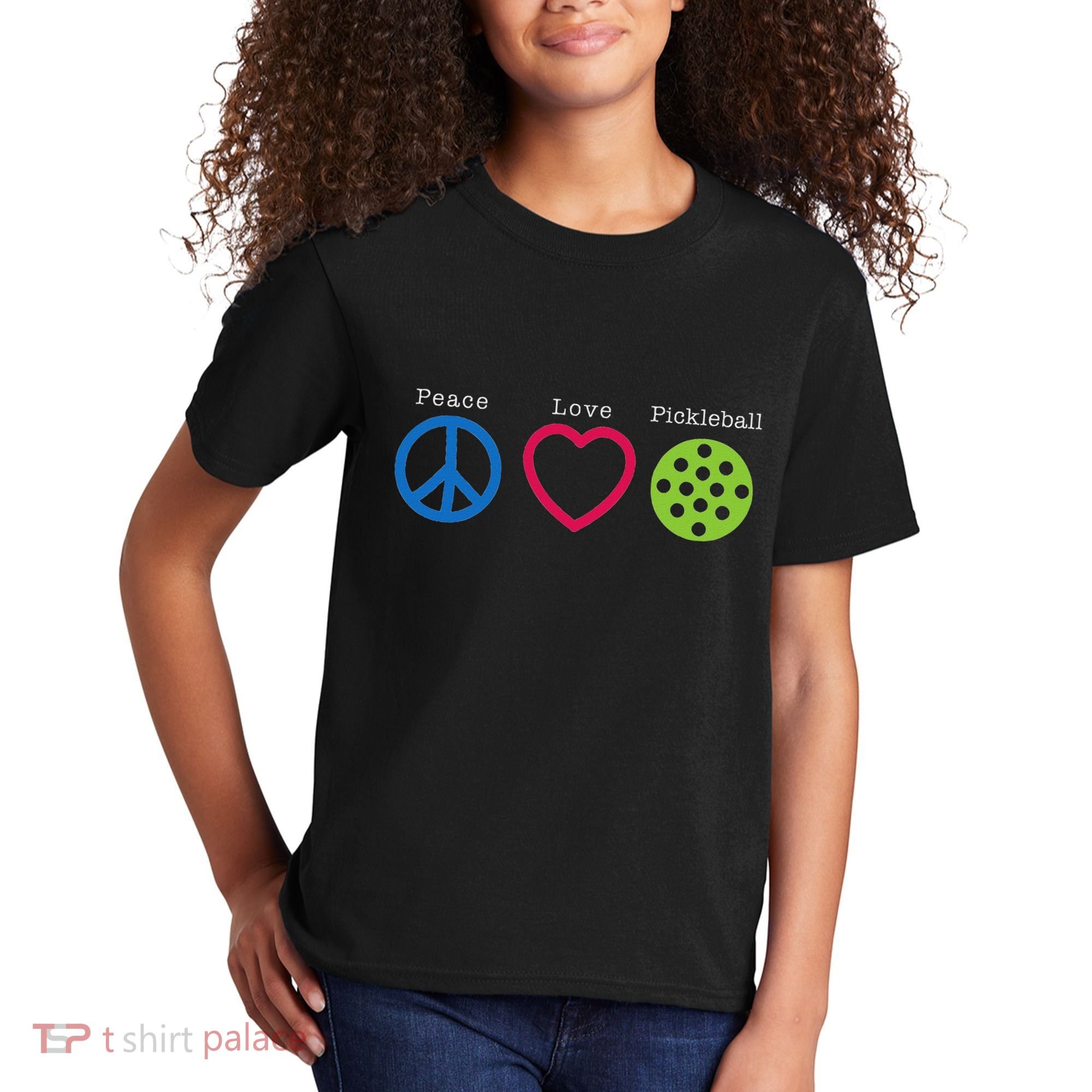 Pickleball Peace Love Kids T-Shirt