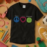 Pickleball Peace Love Kids T-Shirt thumb 3