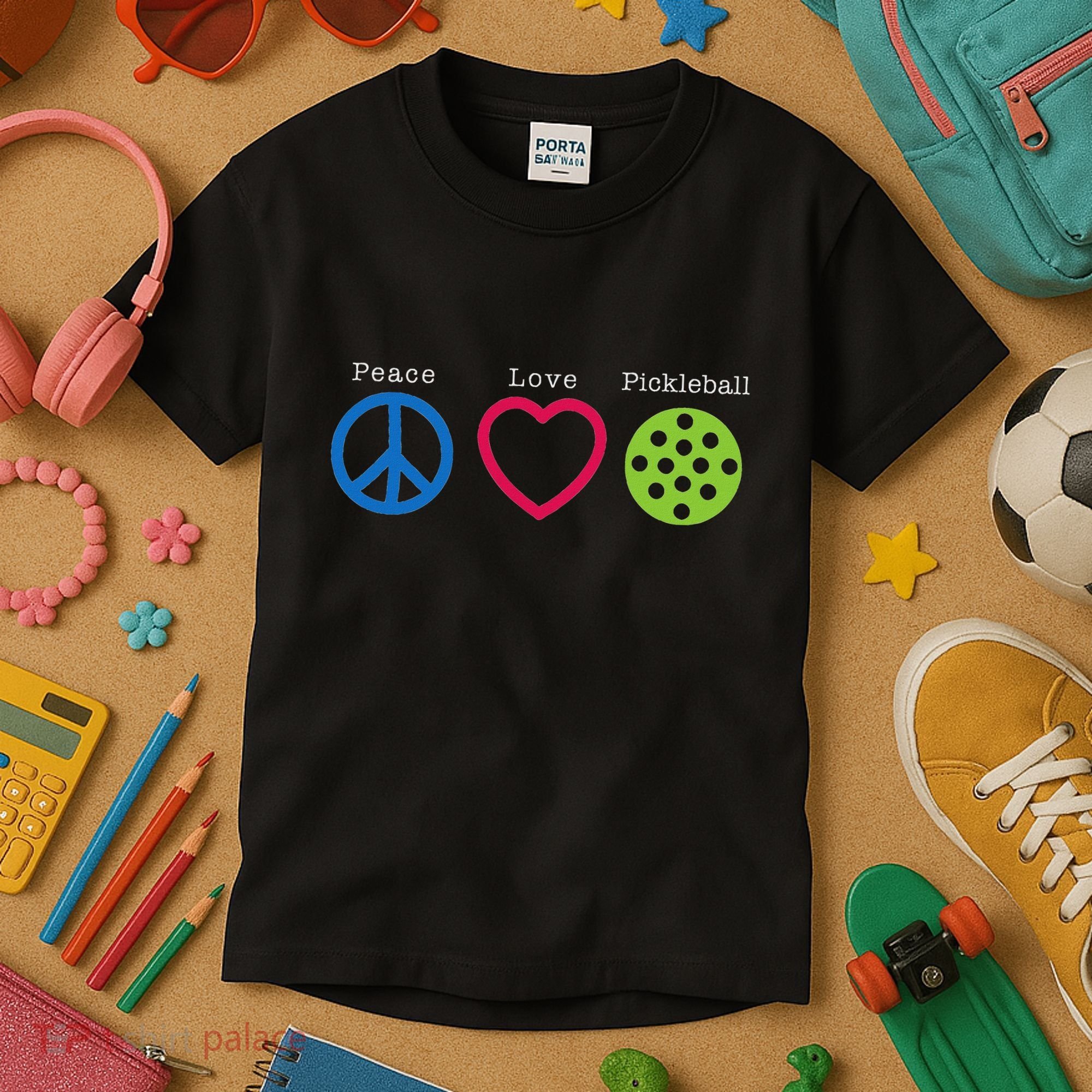 Pickleball Peace Love Kids T-Shirt