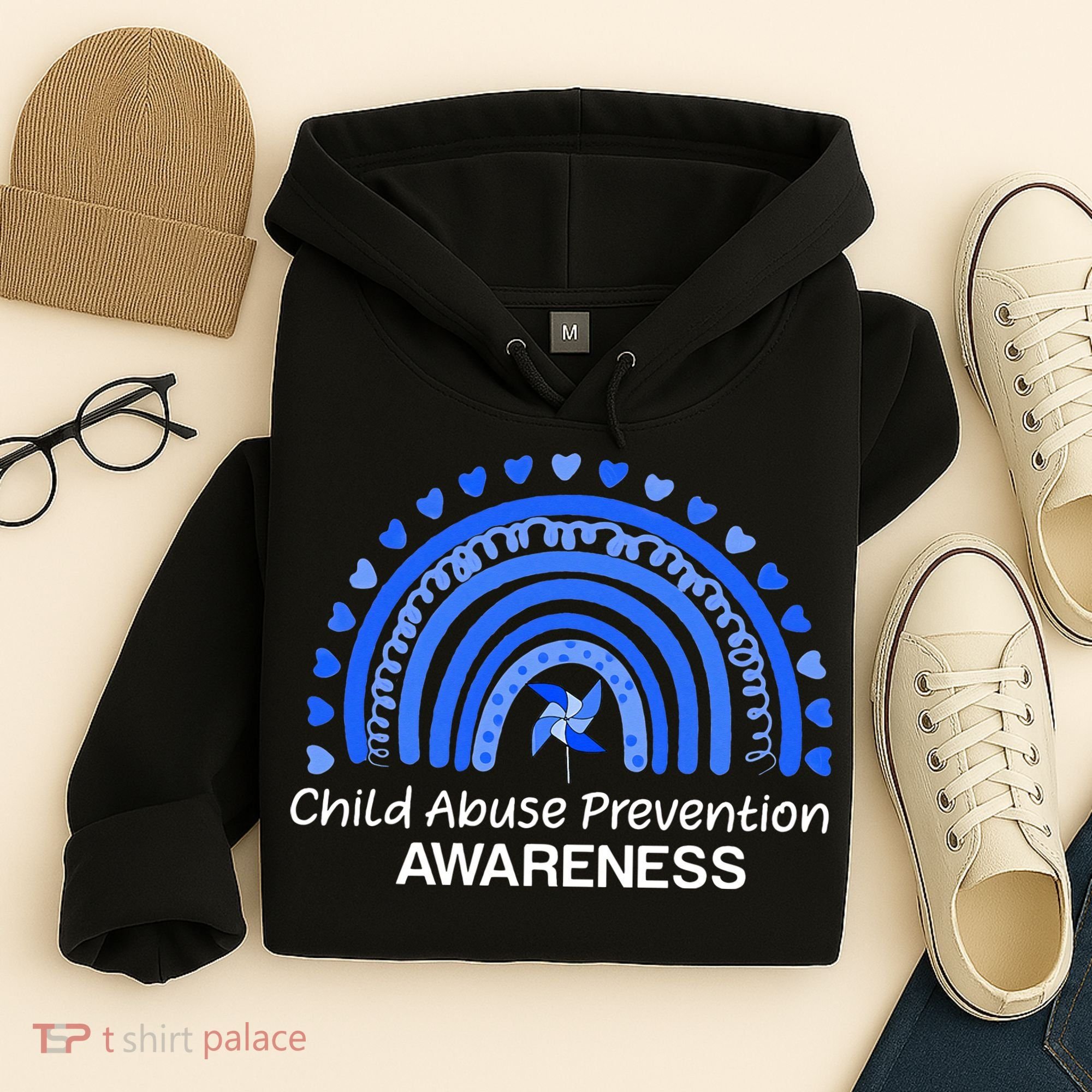 Pinwheel Peace Love Hope Child Abuse Prevention Awareness Hoodie