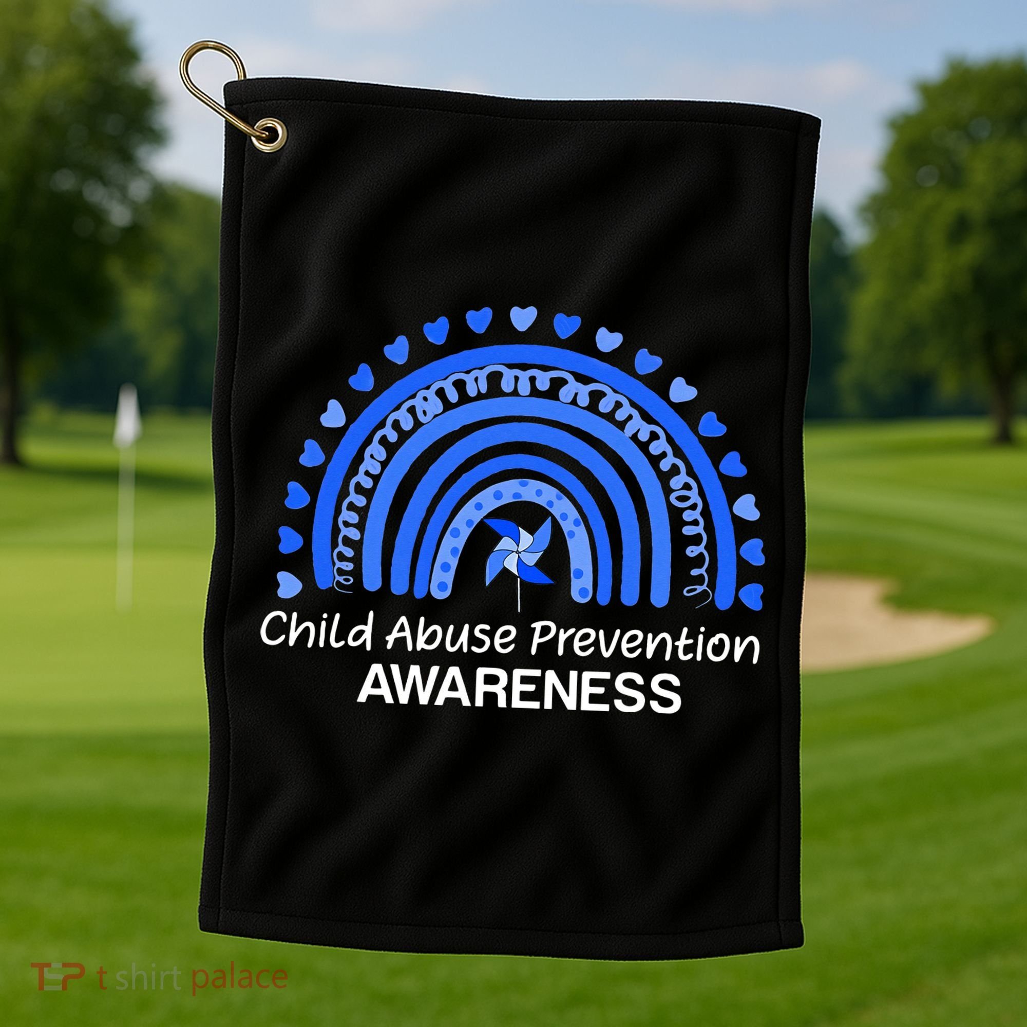 Pinwheel Peace Love Hope Child Abuse Prevention Awareness Golf Towel