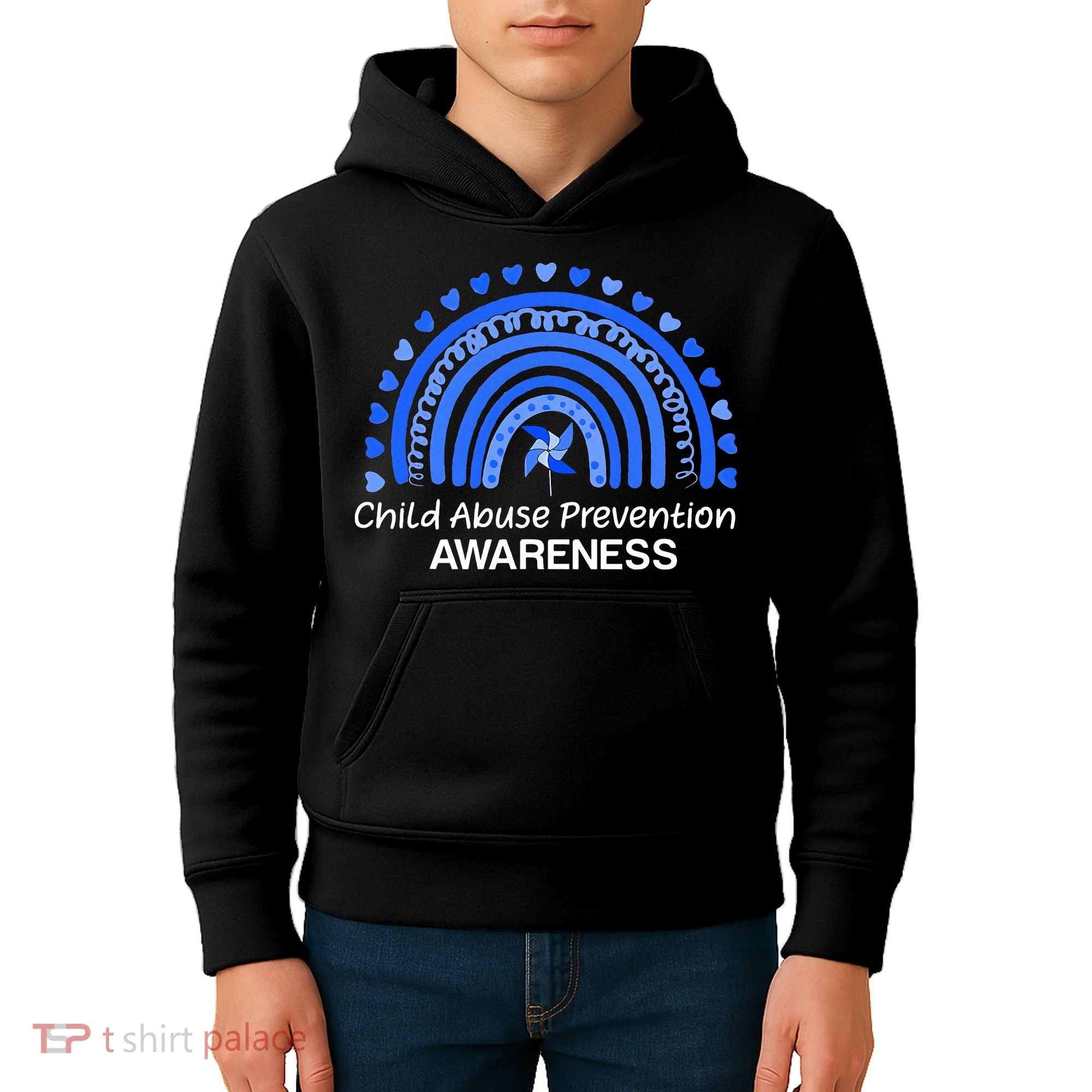 Pinwheel Peace Love Hope Child Abuse Prevention Awareness Kids Hoodie