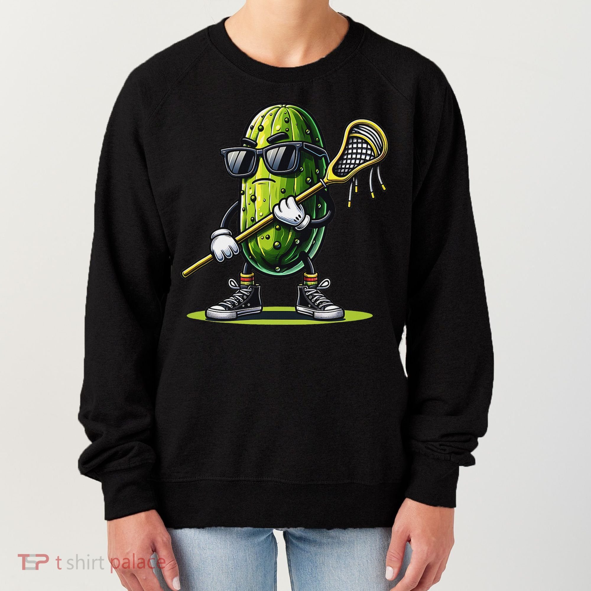 Pickle Playing Lacrosse Funny Sports Trendy For Women's Sweatshirt
