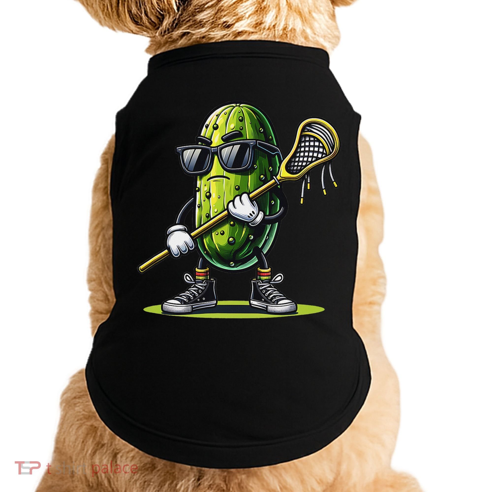 Pickle Playing Lacrosse Funny Sports Trendy For Doggie Tank