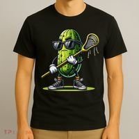 Pickle Playing Lacrosse Funny Sports Trendy For T-Shirt thumb 3