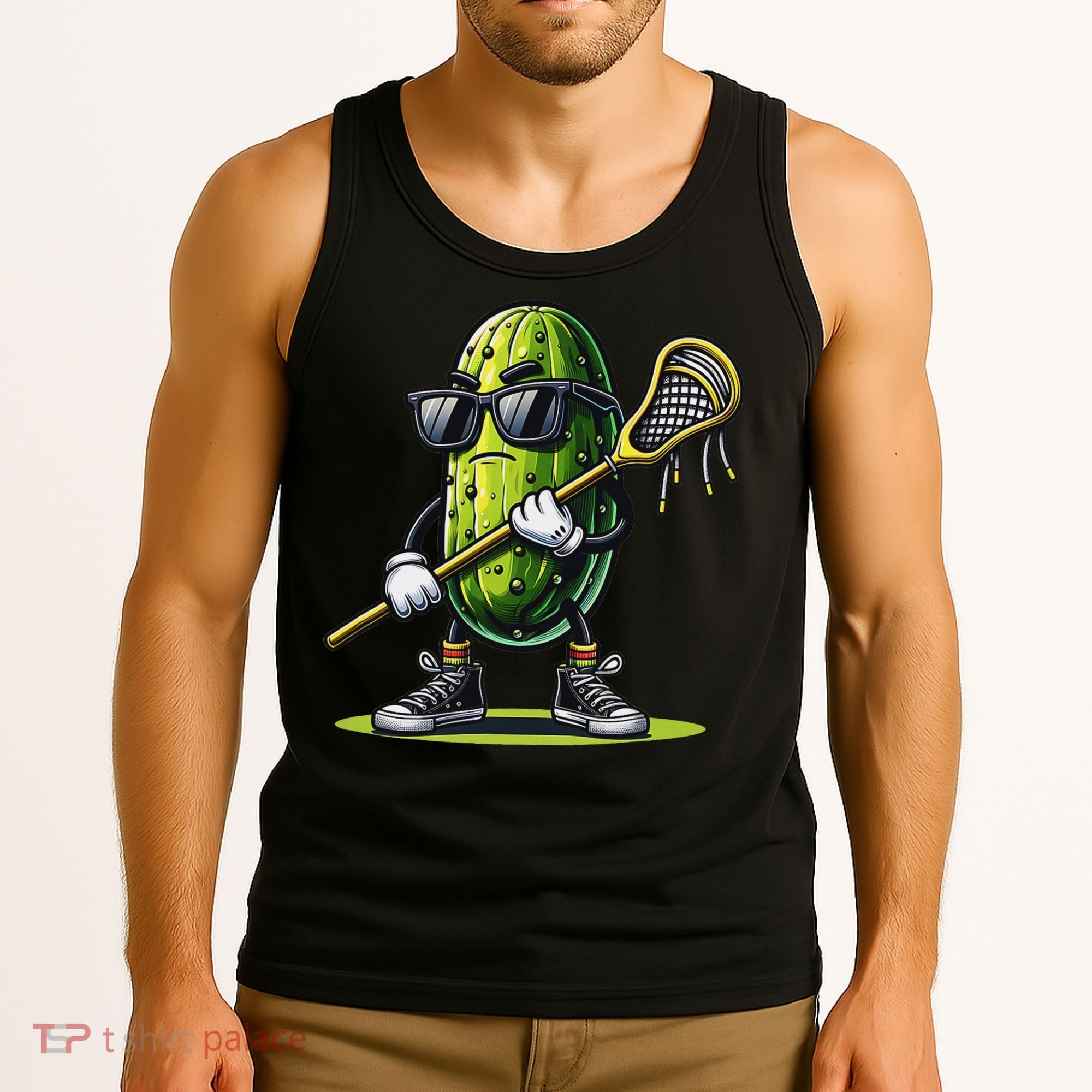 Pickle Playing Lacrosse Funny Sports Trendy For Tank Top
