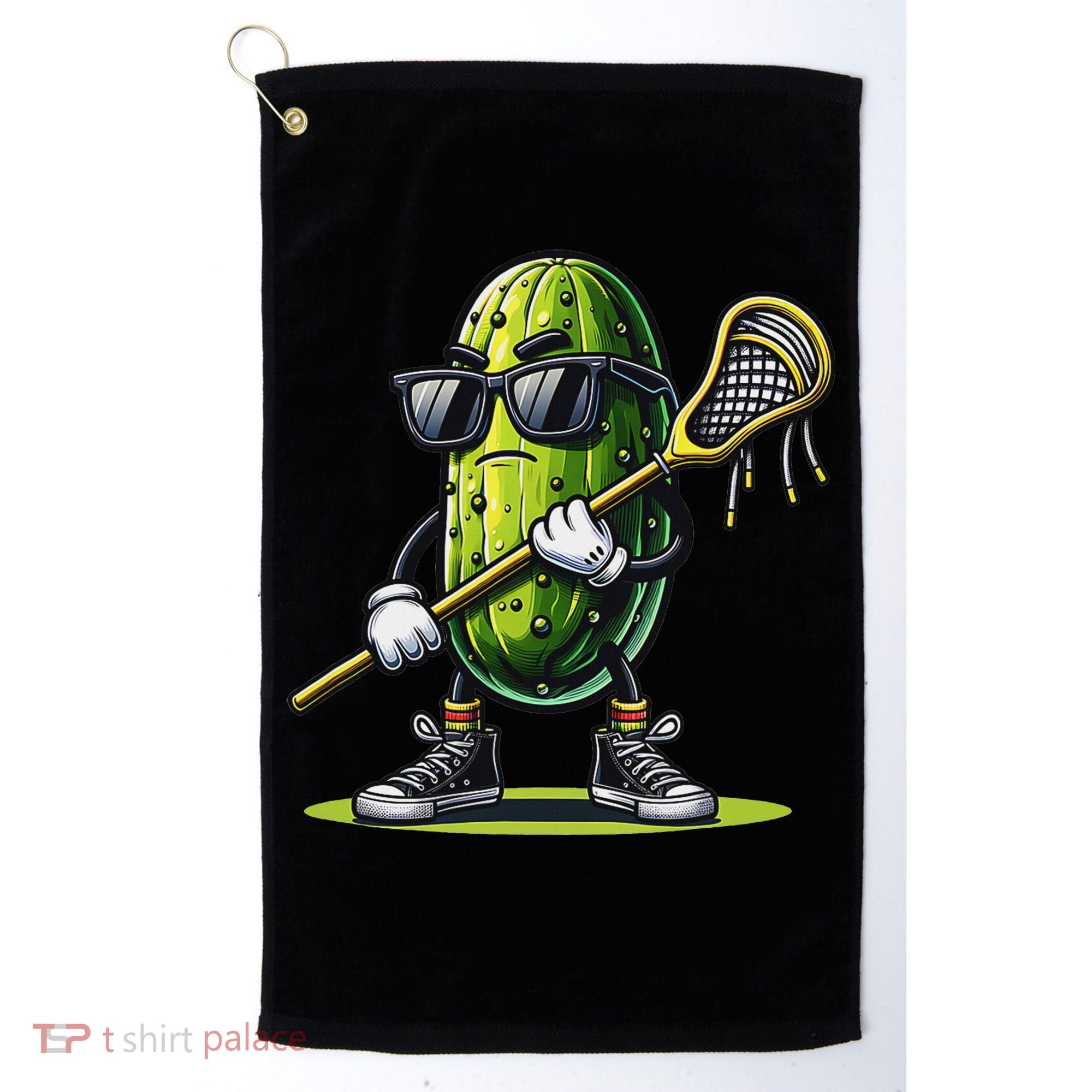 Pickle Playing Lacrosse Funny Sports Trendy For Golf Towel