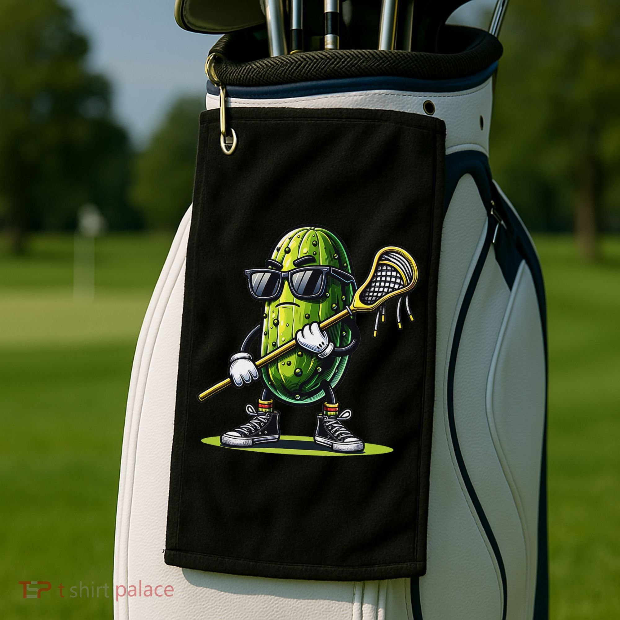 Pickle Playing Lacrosse Funny Sports Trendy For Golf Towel