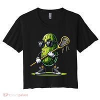 Pickle Playing Lacrosse Funny Sports Trendy For Women's Crop Top Tee thumb 0