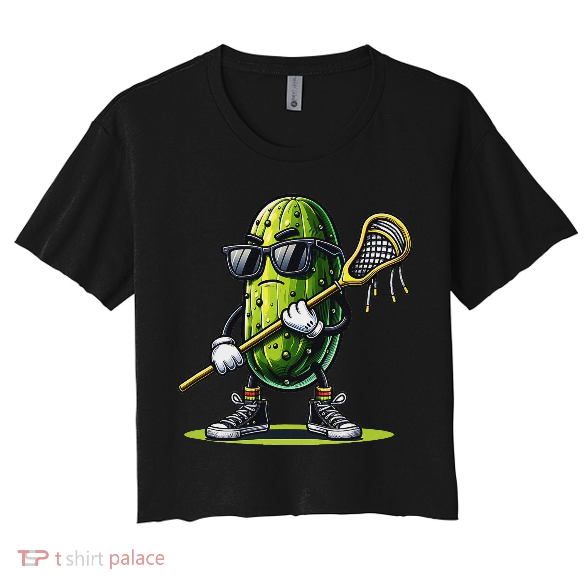 Pickle Playing Lacrosse Funny Sports Trendy For Women's Crop Top Tee