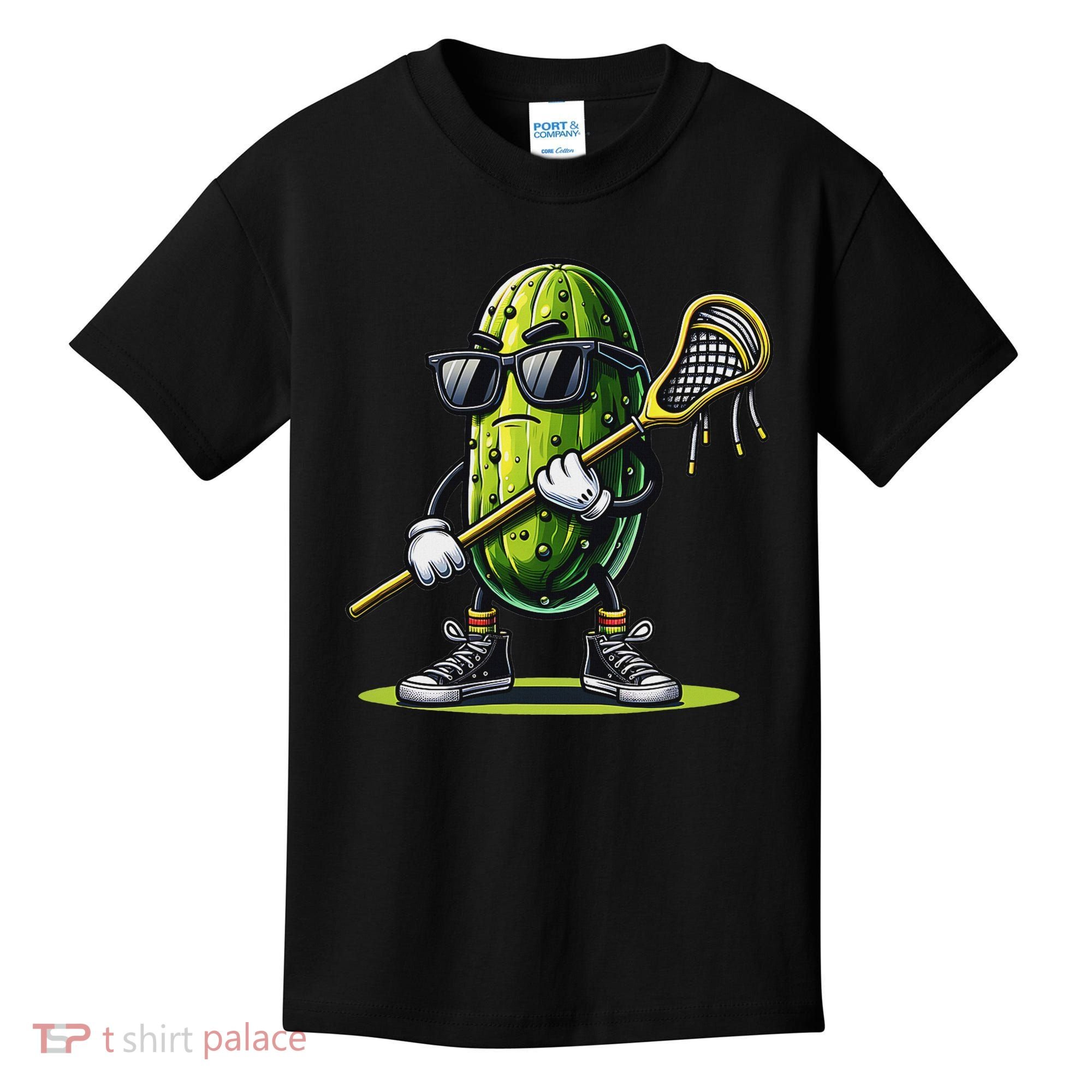 Pickle Playing Lacrosse Funny Sports Trendy For Kids T-Shirt
