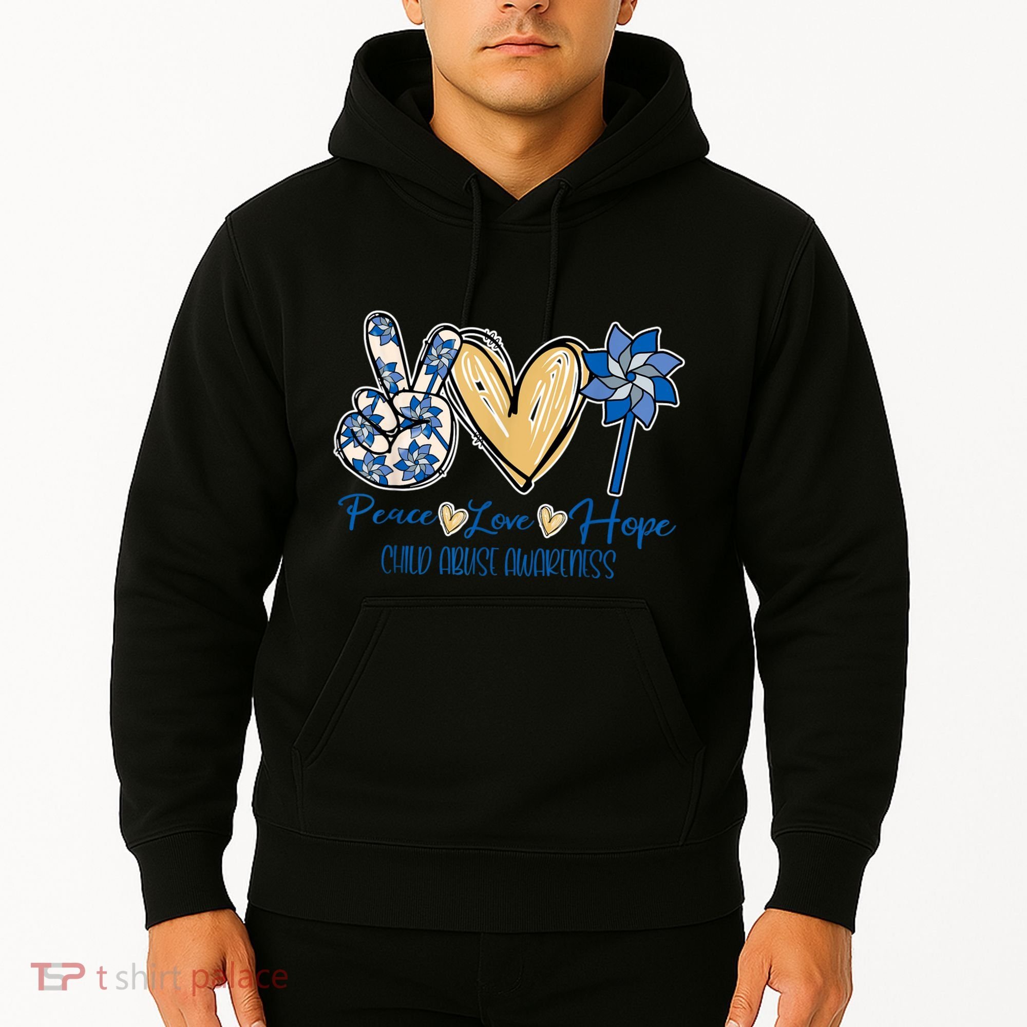 Pinwheel Peace Love Hope Child Abuse Prevention Awareness Hoodie