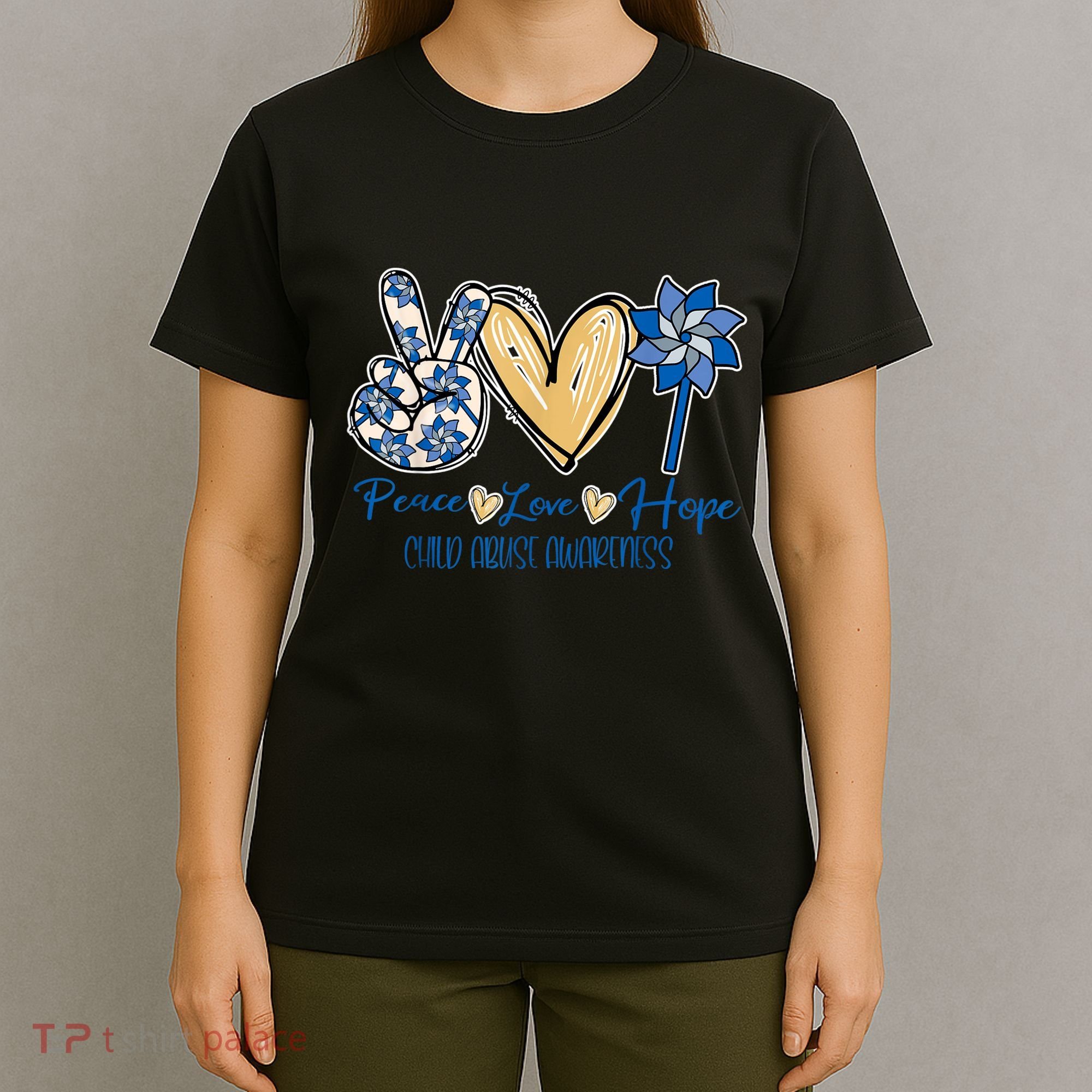 Pinwheel Peace Love Hope Child Abuse Prevention Awareness T-Shirt