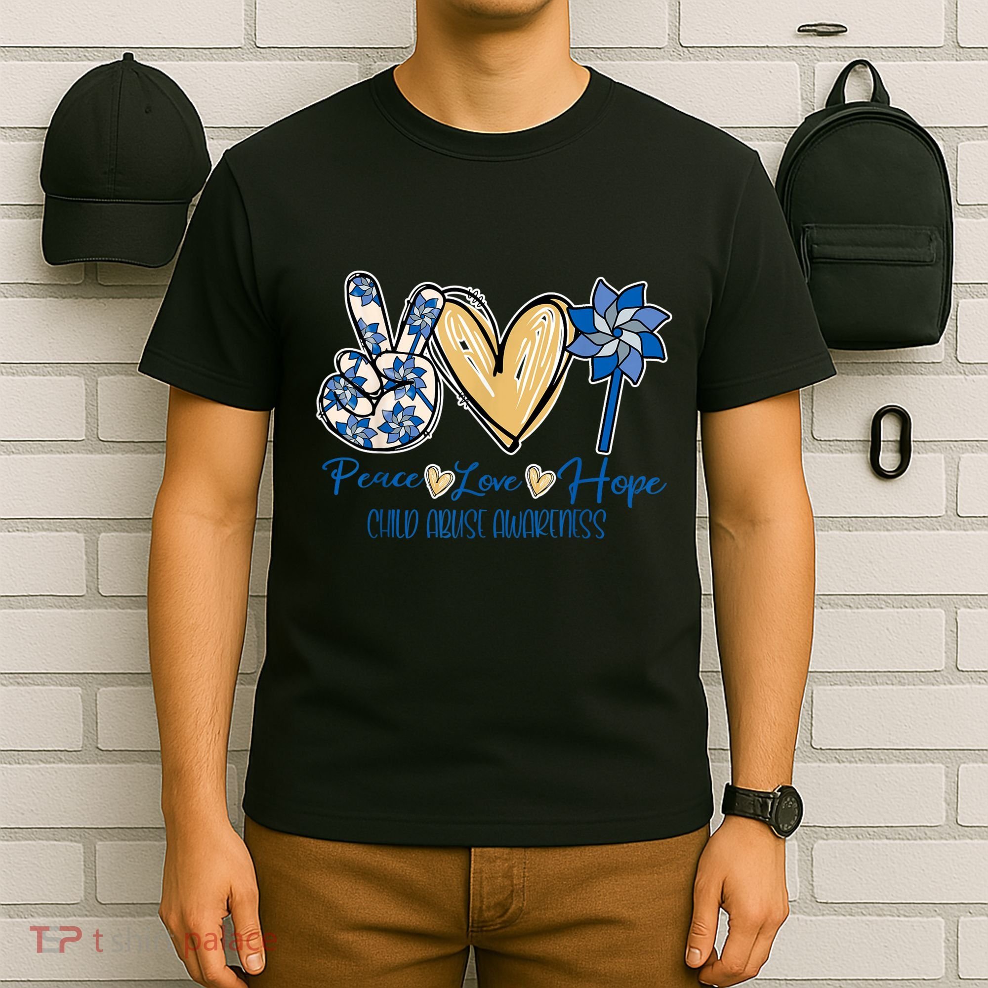 Pinwheel Peace Love Hope Child Abuse Prevention Awareness T-Shirt