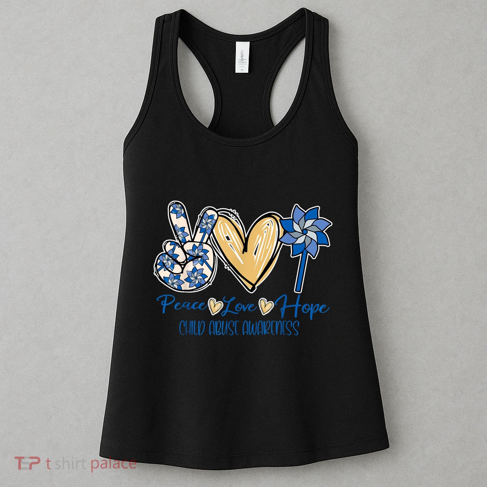 Pinwheel Peace Love Hope Child Abuse Prevention Awareness Women's Tank Top