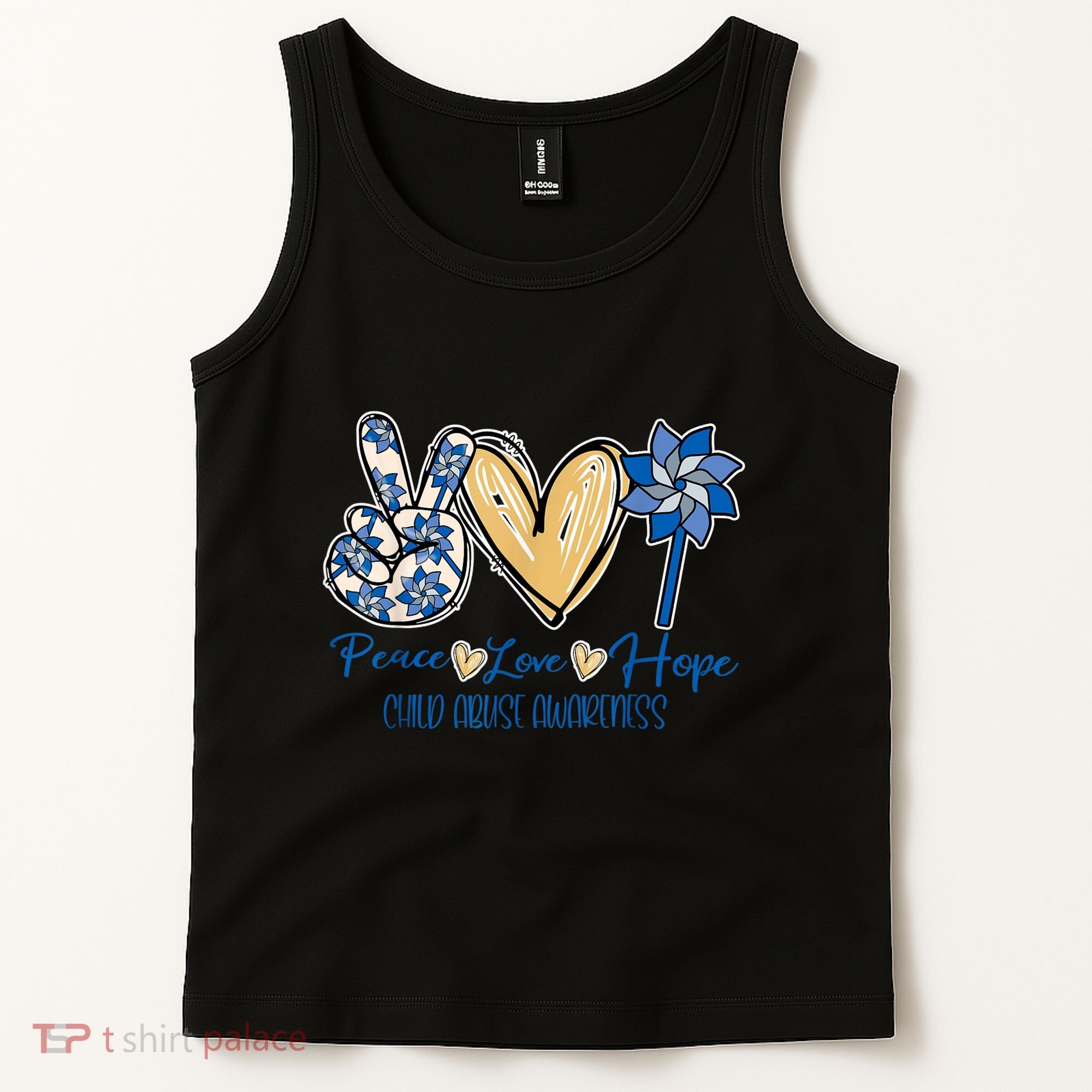 Pinwheel Peace Love Hope Child Abuse Prevention Awareness Tank Top