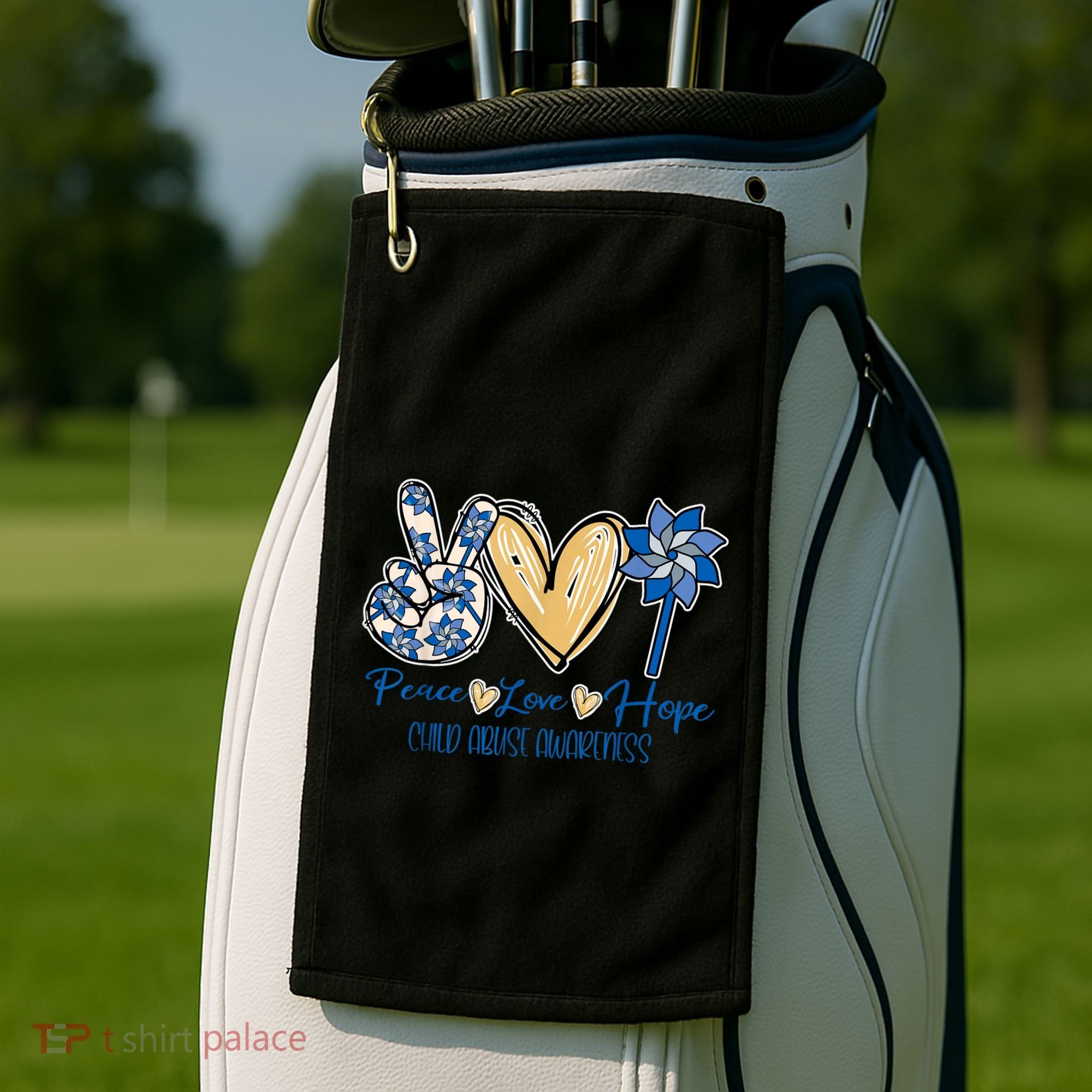 Pinwheel Peace Love Hope Child Abuse Prevention Awareness Golf Towel