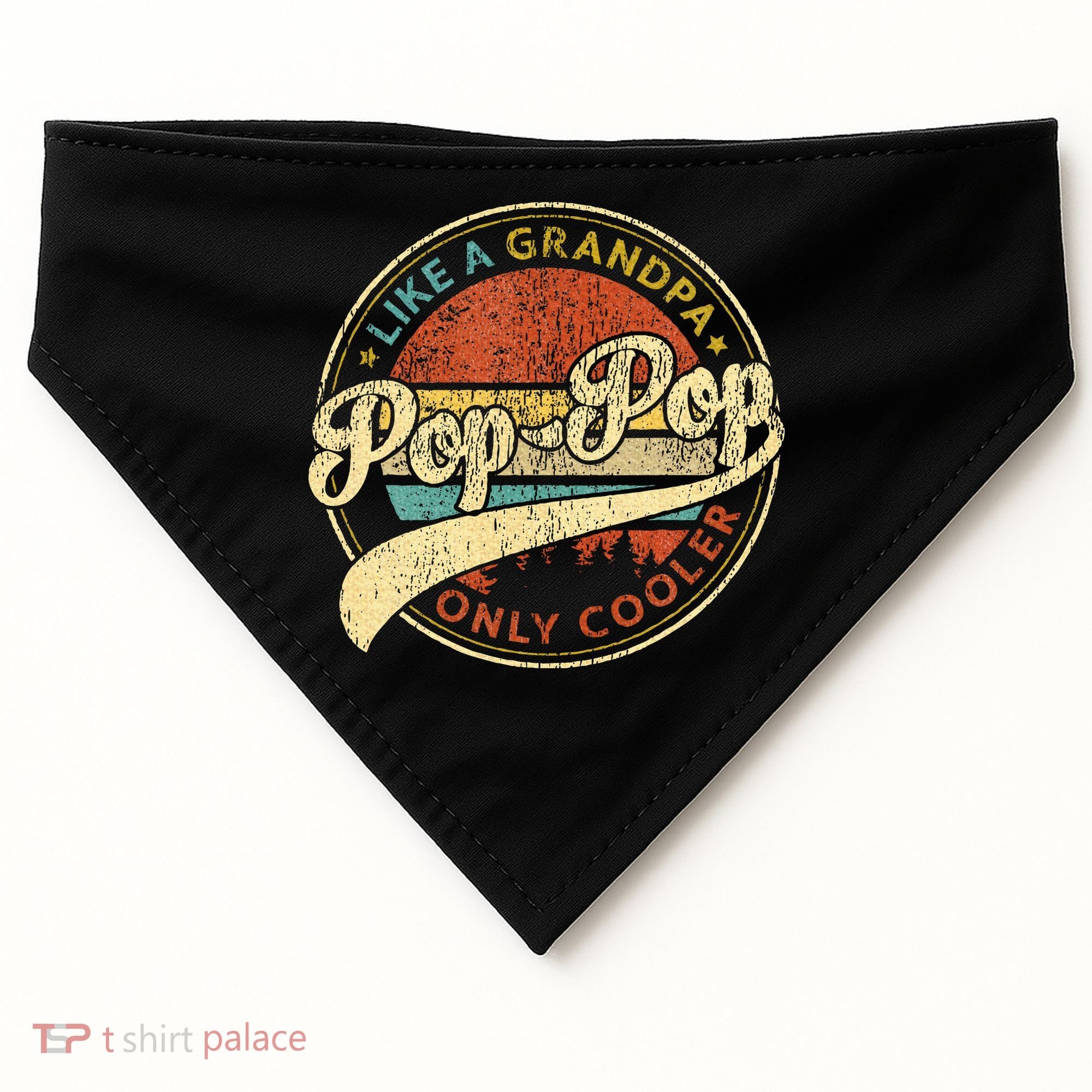 Pop Pop Like A Grandpa Only Cooler Fathers Day USA-Made Doggie Bandana