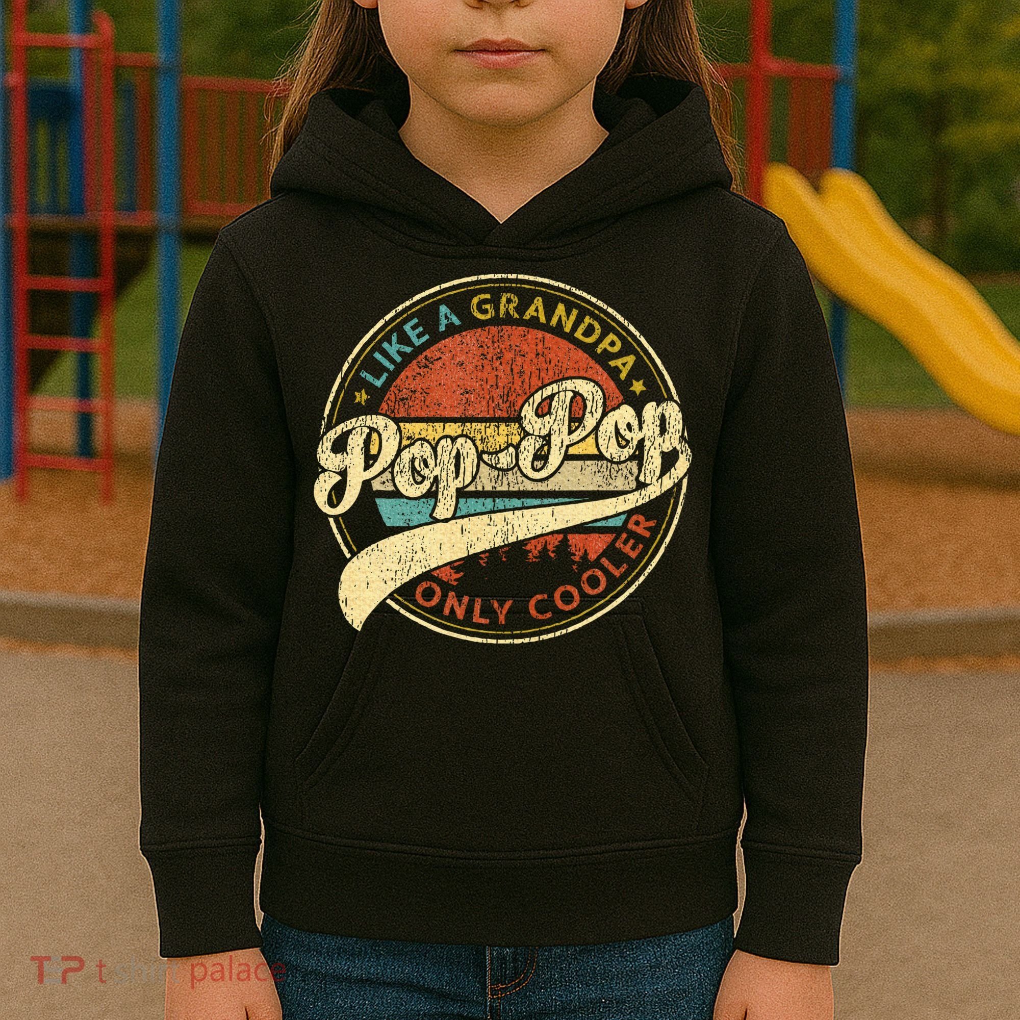 Pop Pop Like A Grandpa Only Cooler Fathers Day Kids Hoodie