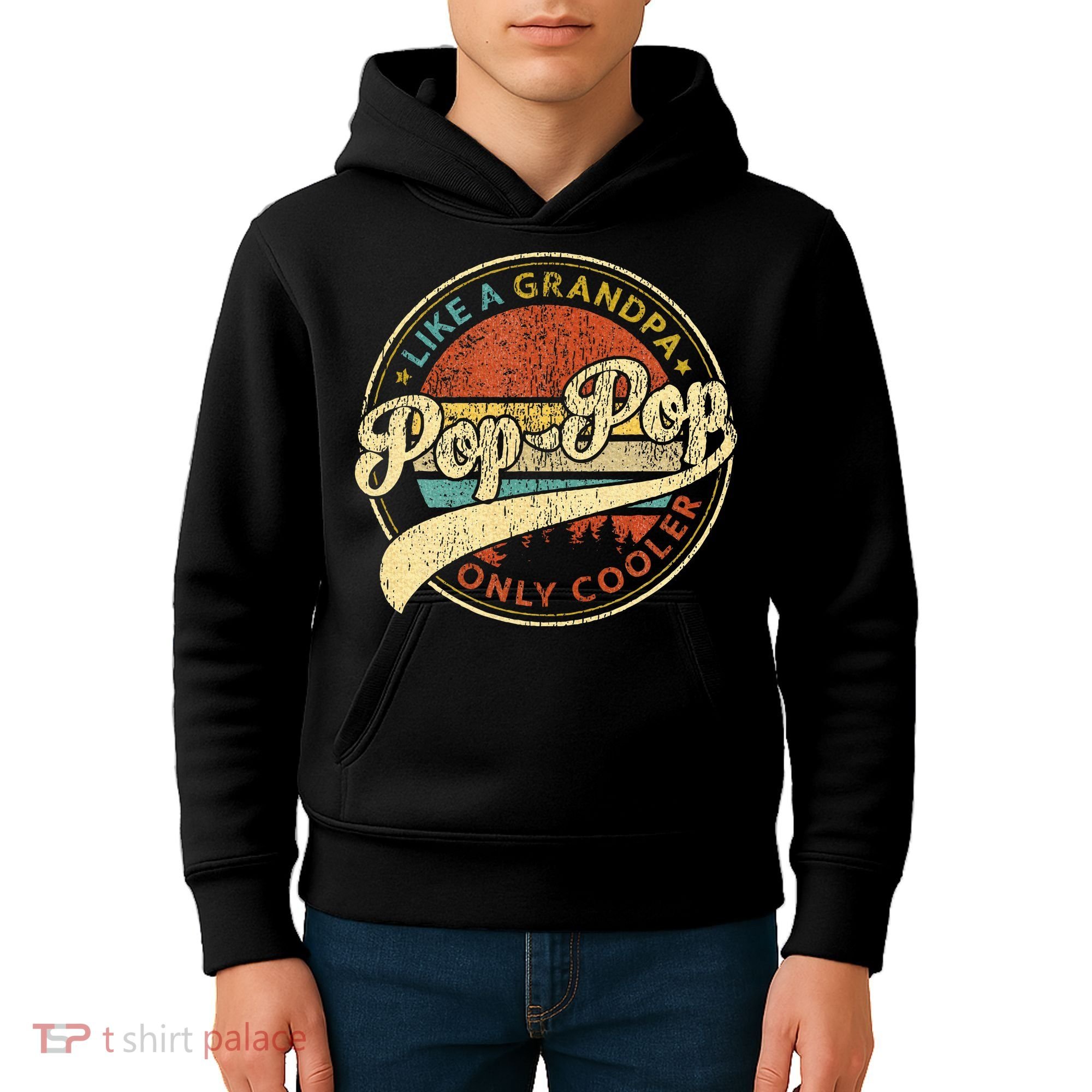 Pop Pop Like A Grandpa Only Cooler Fathers Day Kids Hoodie