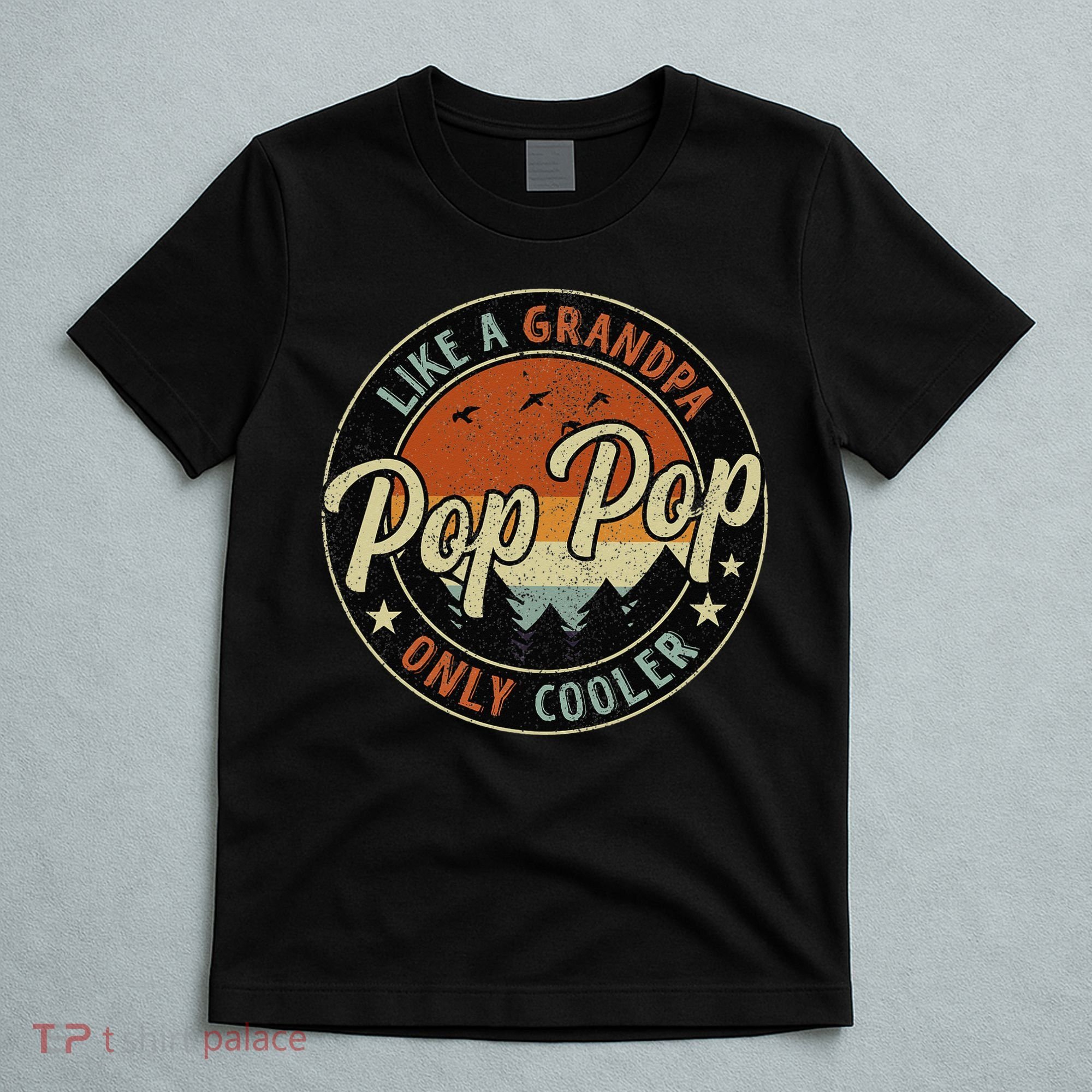 Pop Pop Like A Grandpa Only Cooler Vintage Retro Fathers Day T-Shirt
