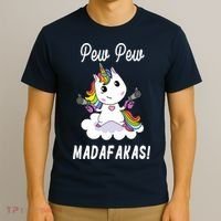 Pew Pew Madafakas Unicorn with Pistols Fantasy T-Shirt thumb 3