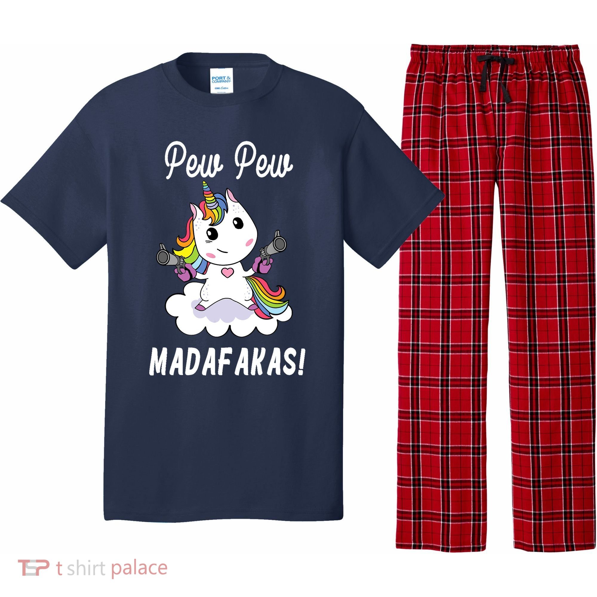 Pew Pew Madafakas Unicorn with Pistols Fantasy Pajama Set
