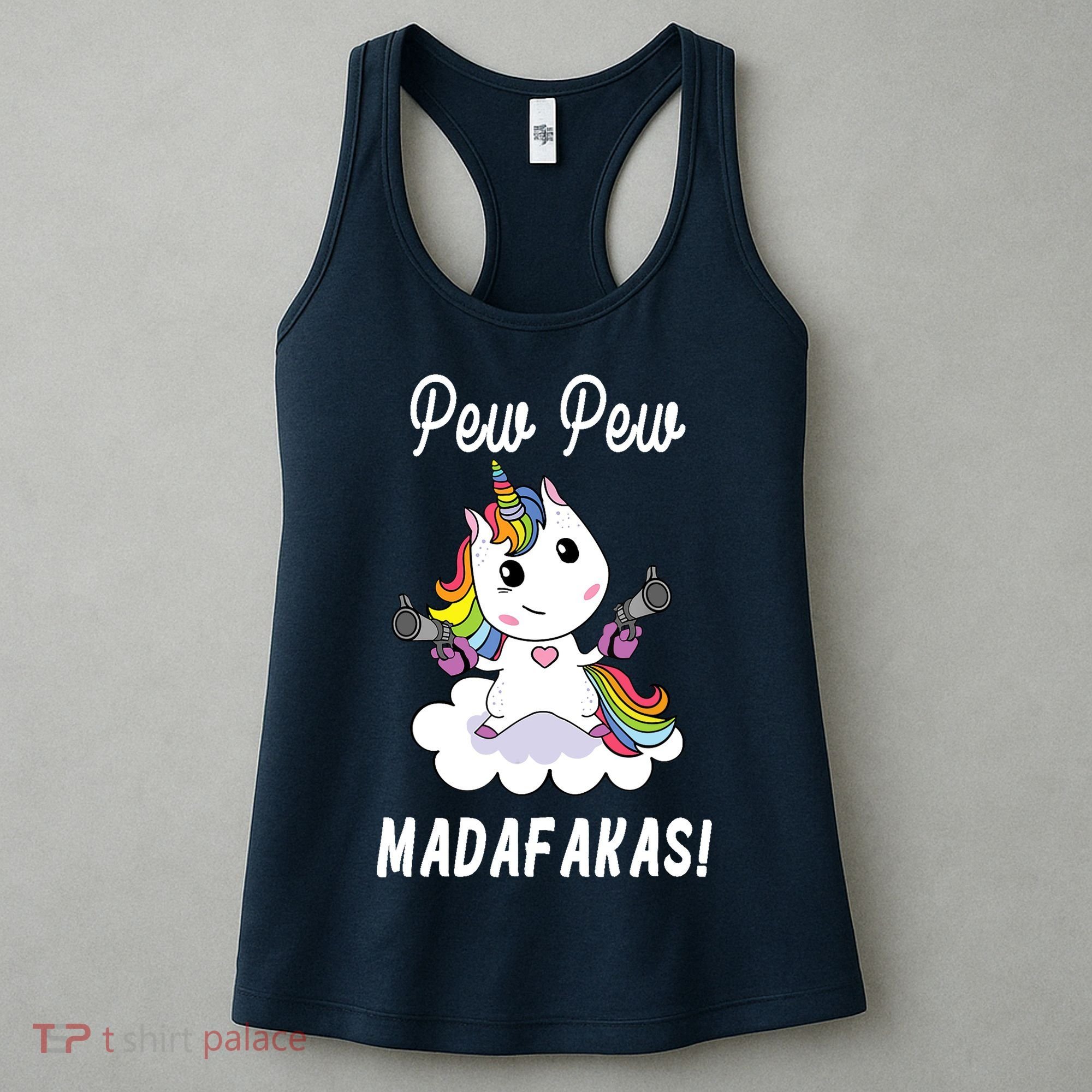 Pew Pew Madafakas Unicorn with Pistols Fantasy Women's Tank Top