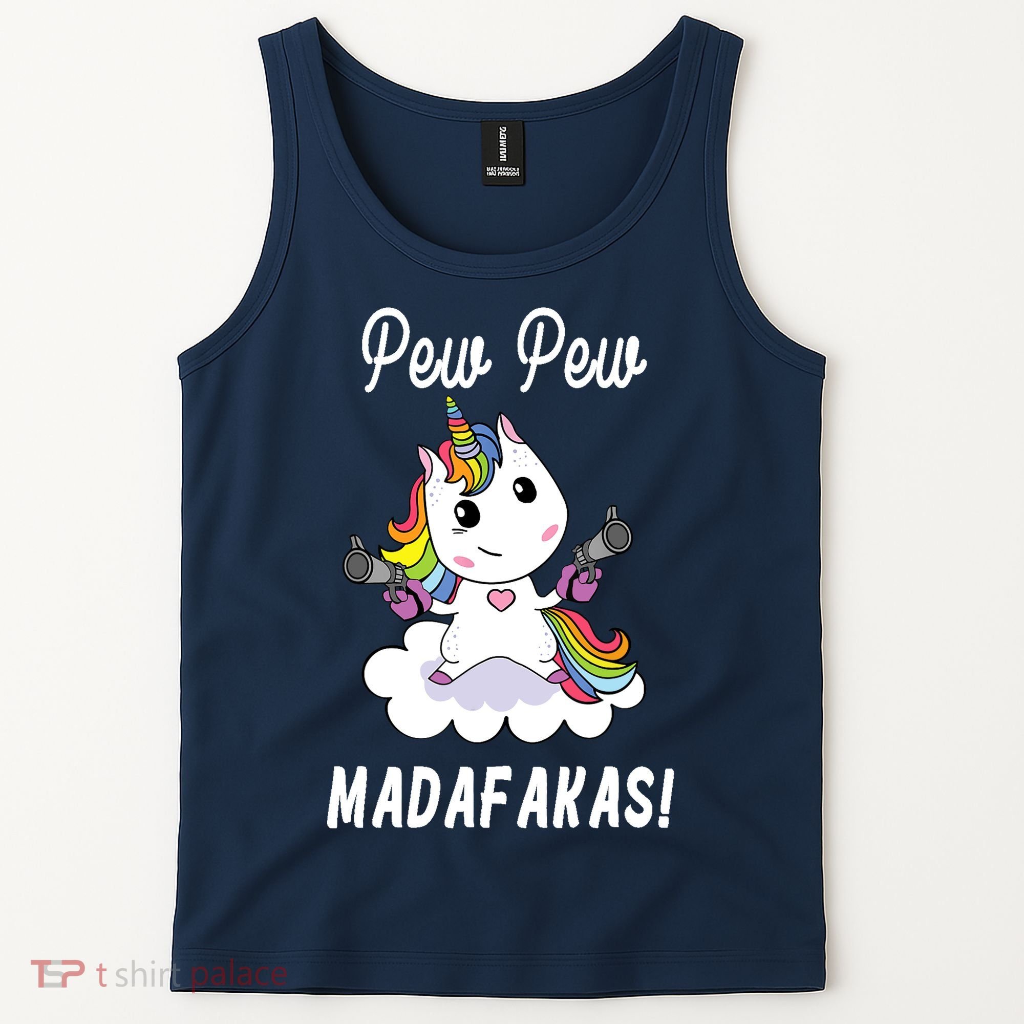 Pew Pew Madafakas Unicorn with Pistols Fantasy Tank Top